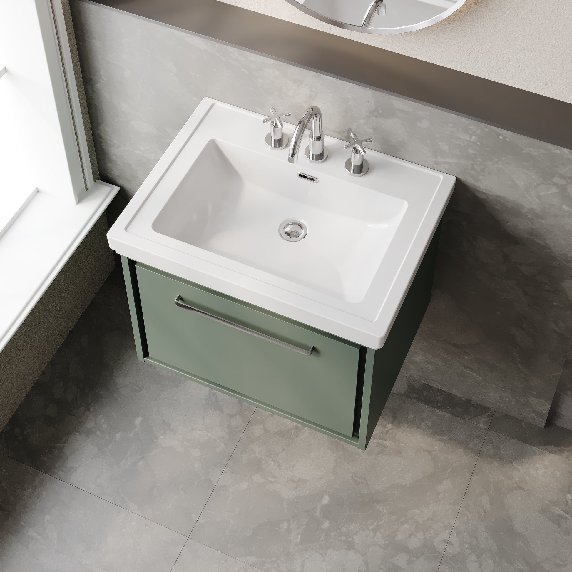 Lille 600mm Wall Hung Single Drawer Vanity with Basin - 3 Tap Hole
