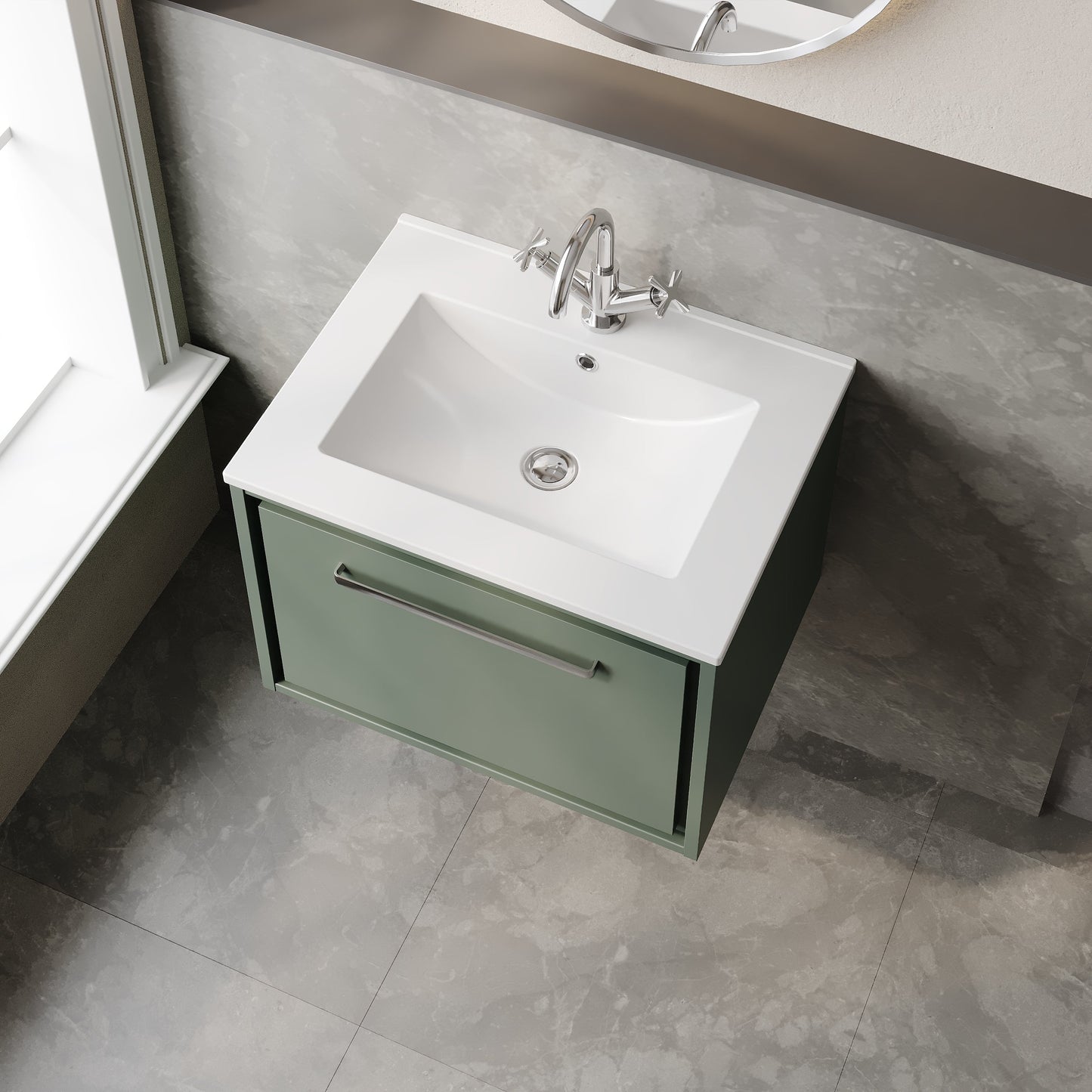 Lille 600mm Wall Hung Single Drawer Vanity with Basin - 1 Tap Hole