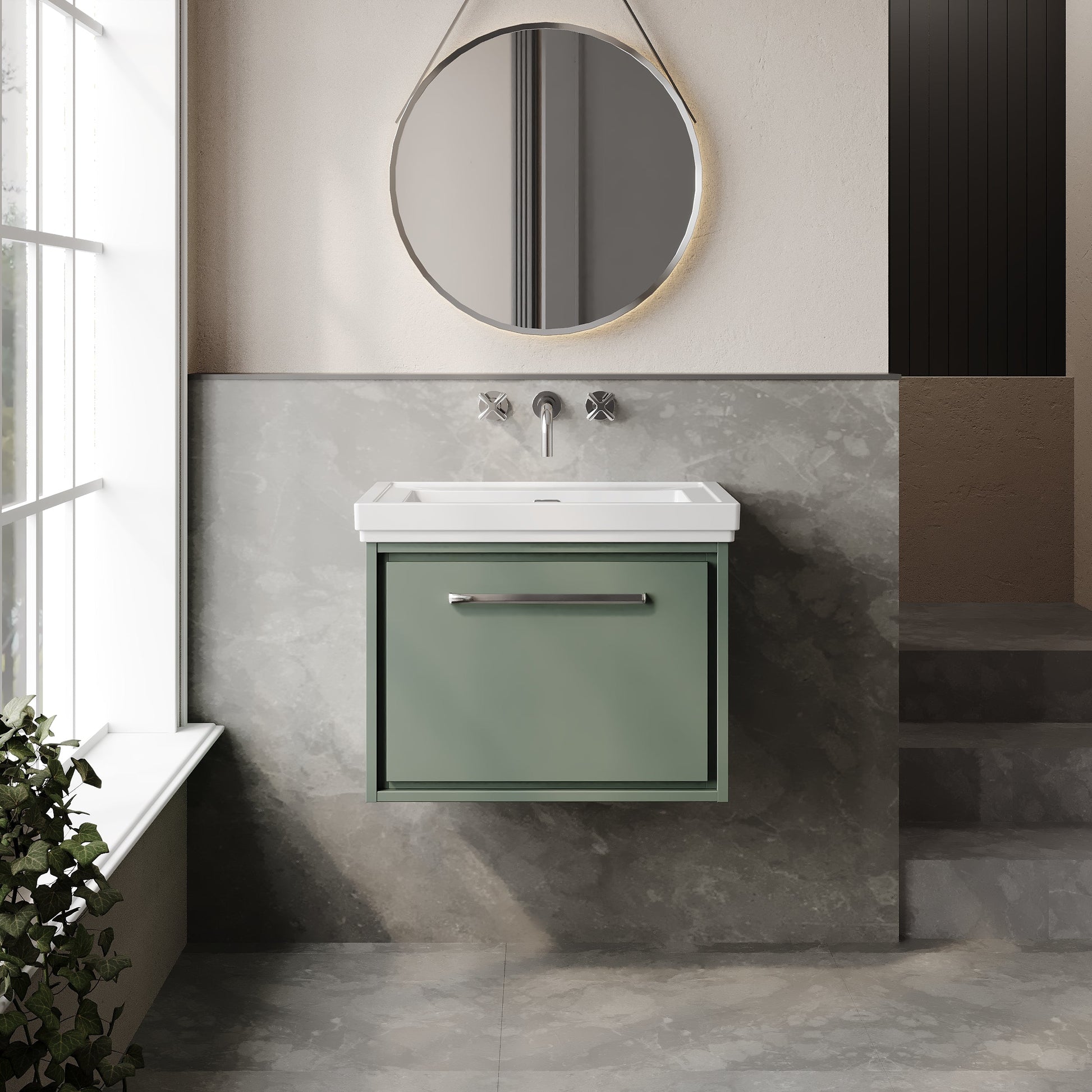 Lille 600mm Wall Hung Single Drawer Vanity with Basin - 0 Tap Hole