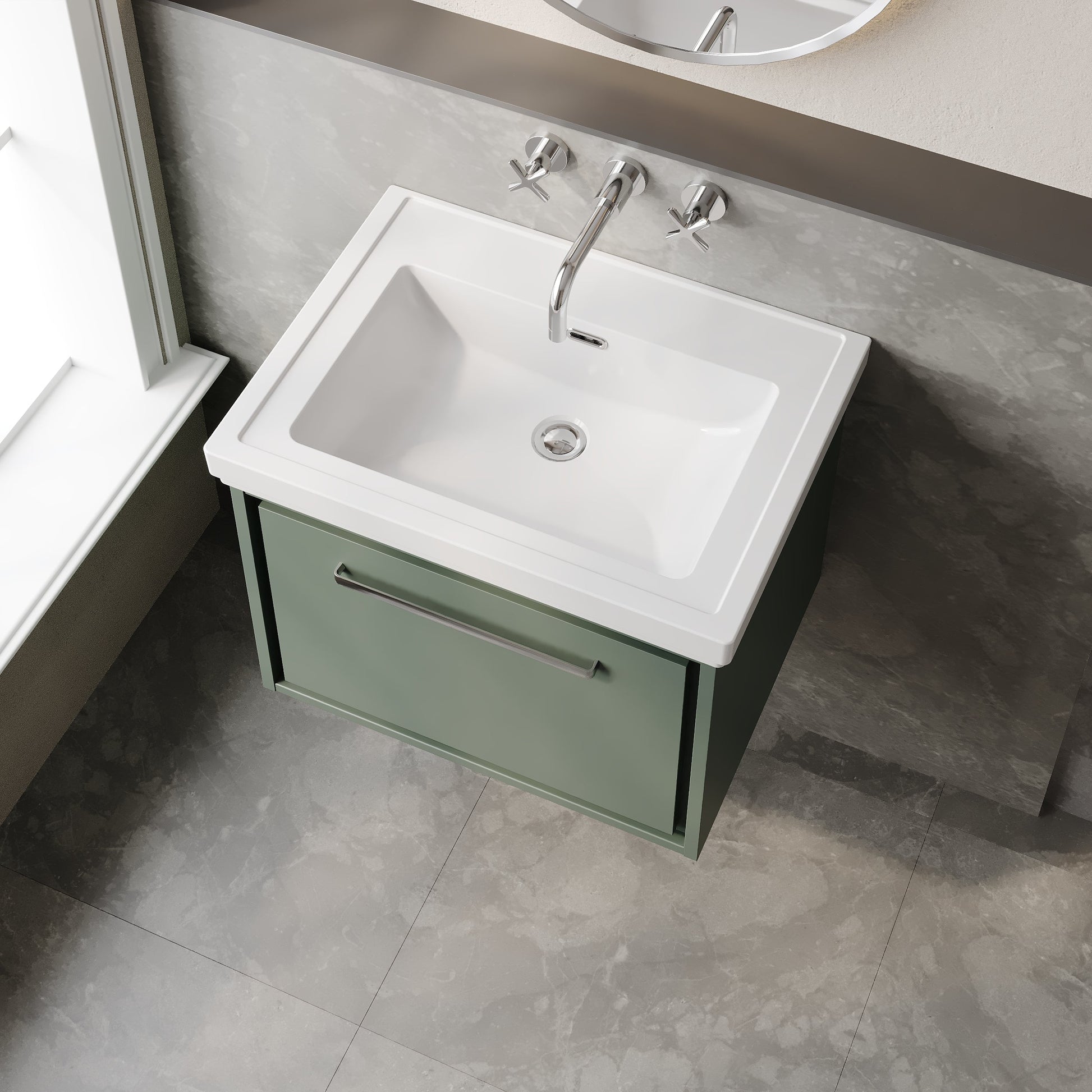 Lille 600mm Wall Hung Single Drawer Vanity with Basin - 0 Tap Hole