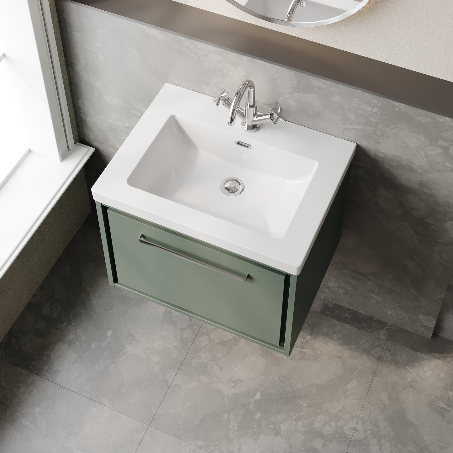 Lille 600mm Wall Hung Single Drawer Vanity with Basin - 1 Tap Hole