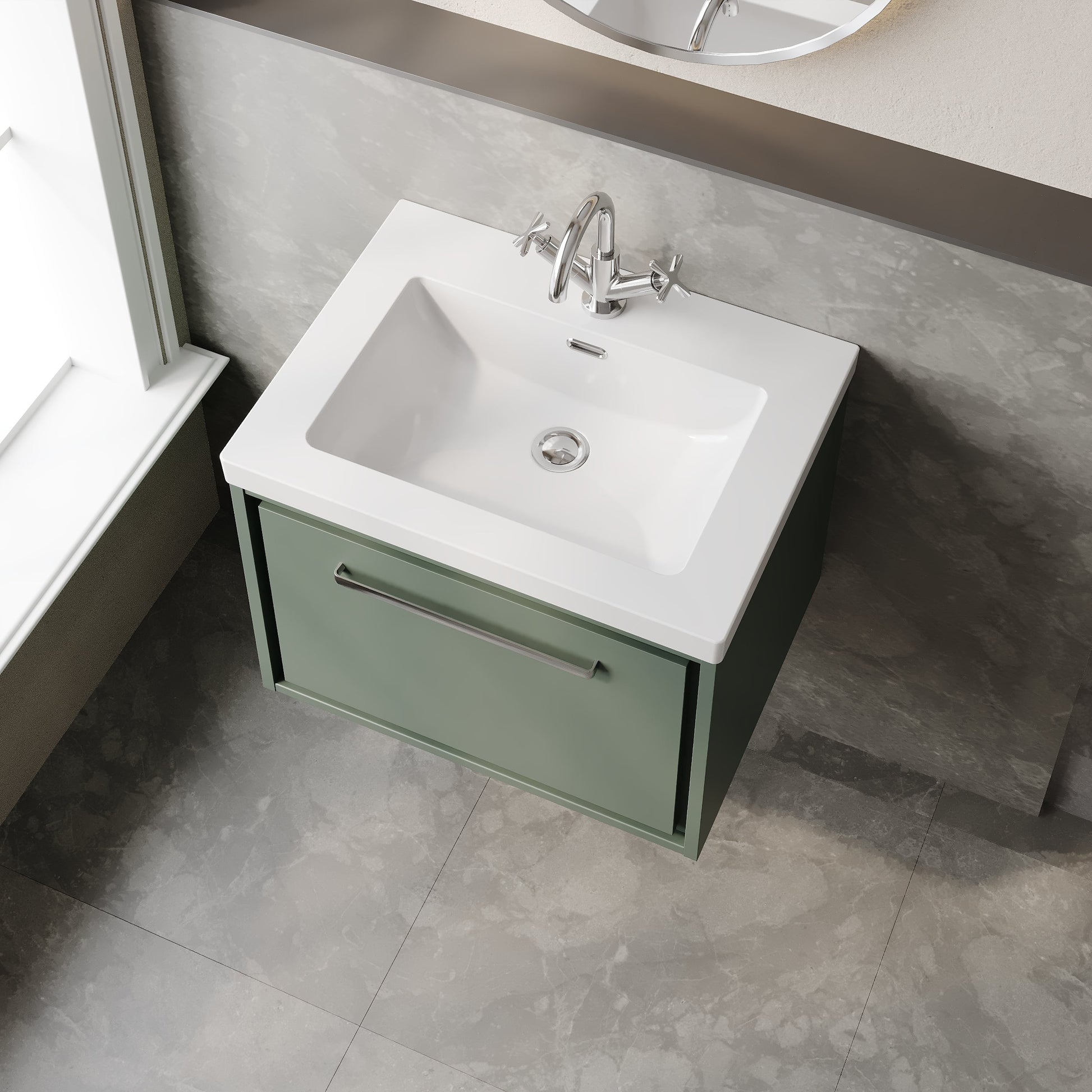 Lille 600mm Wall Hung Single Drawer Vanity with Basin - 1 Tap Hole