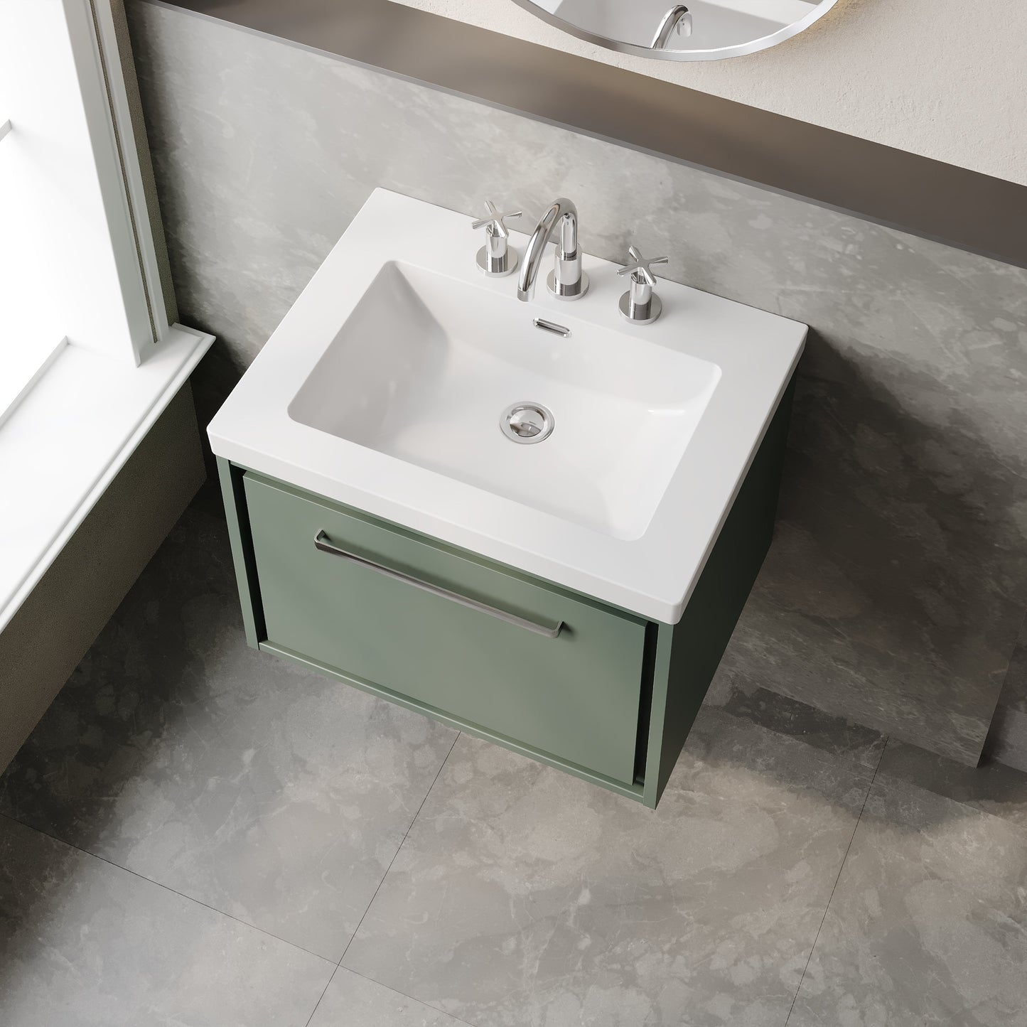 Lille 600mm Wall Hung Single Drawer Vanity with Basin - 3 Tap Hole