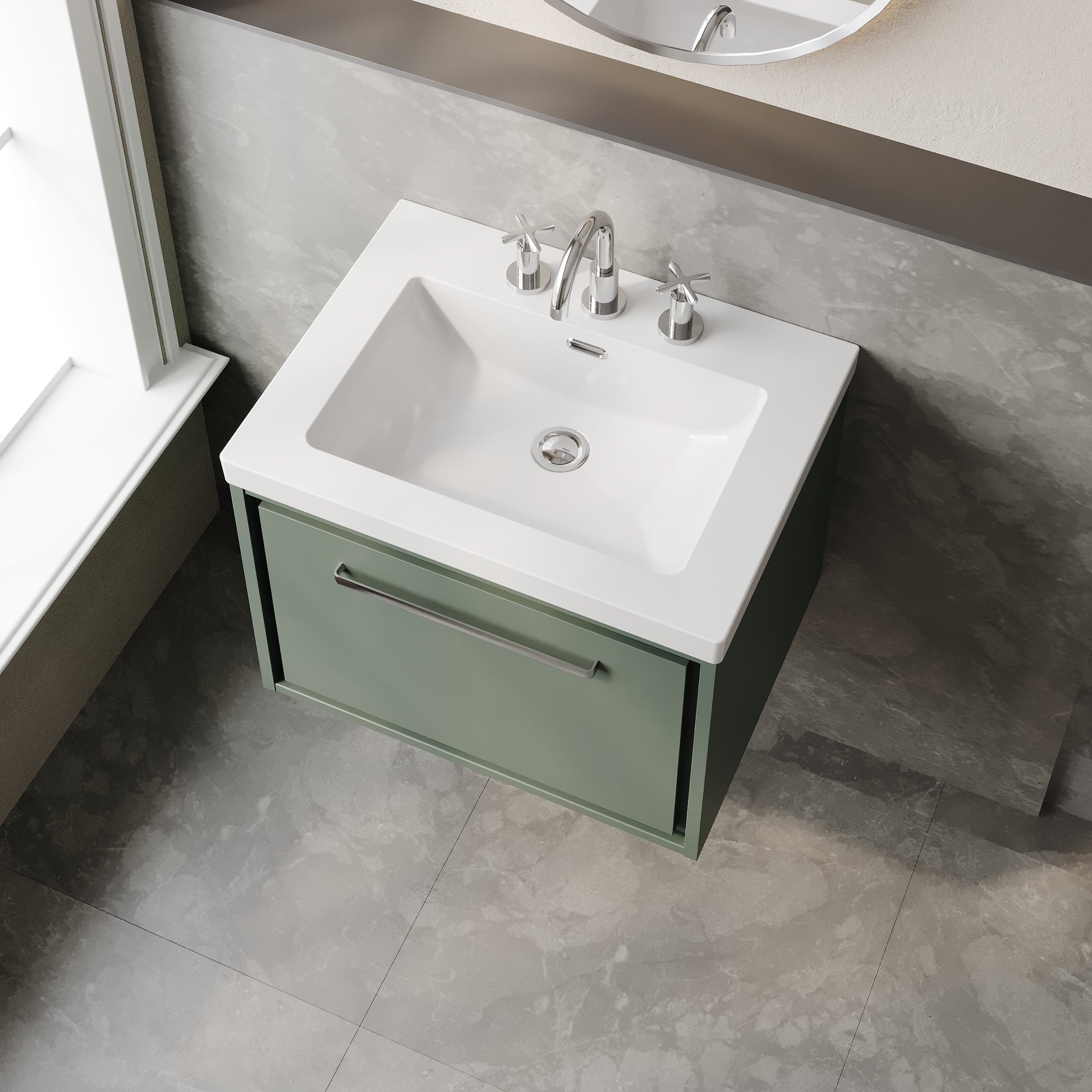 Lille 600mm Wall Hung Single Drawer Vanity with Basin - 3 Tap Hole
