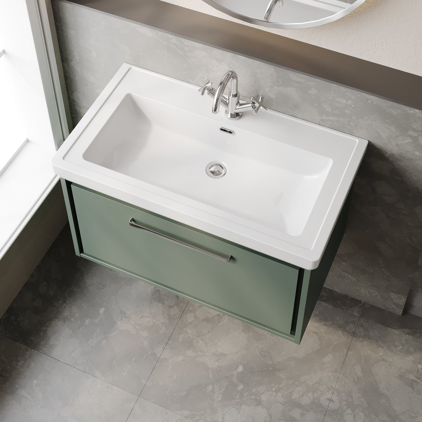 Lille 800mm Wall Hung Single Drawer Vanity with Basin - 1 Tap Hole
