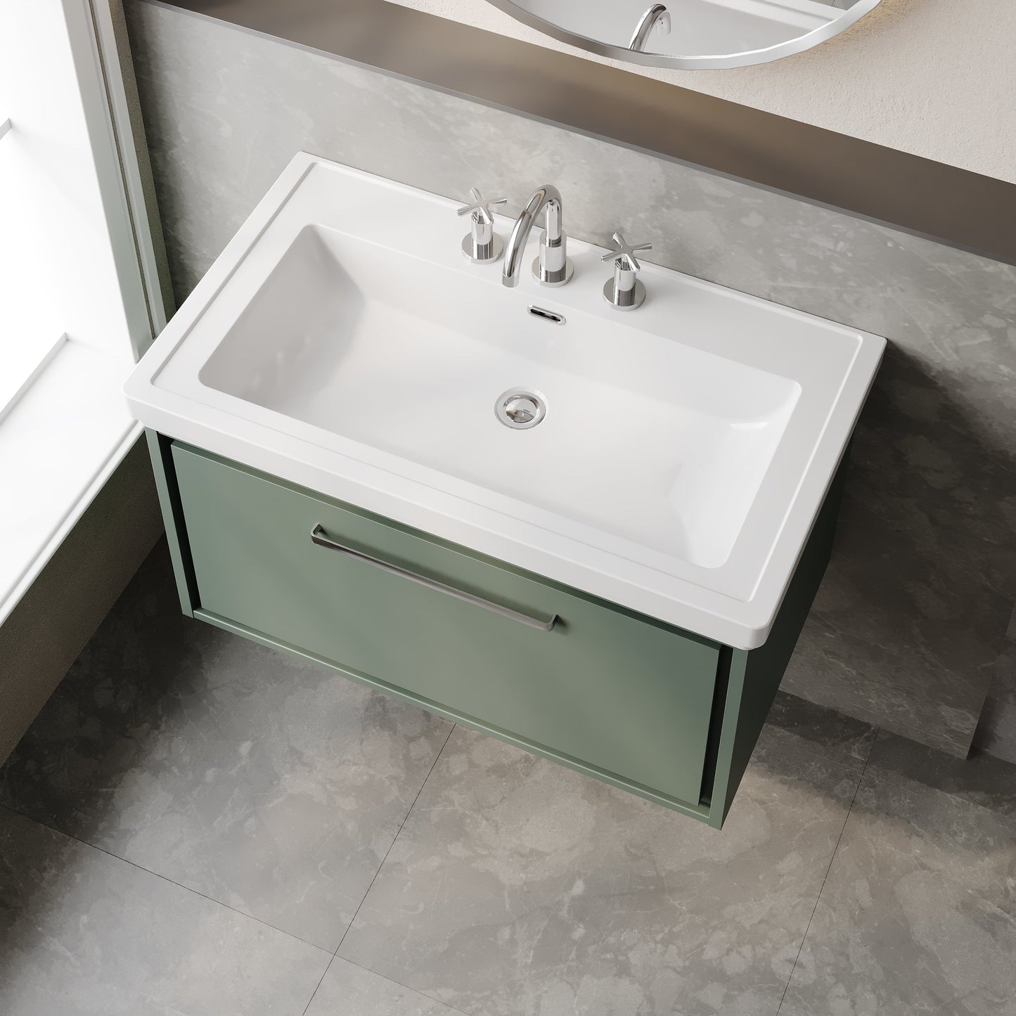 Lille 800mm Wall Hung Single Drawer Vanity with Basin - 3 Tap Hole