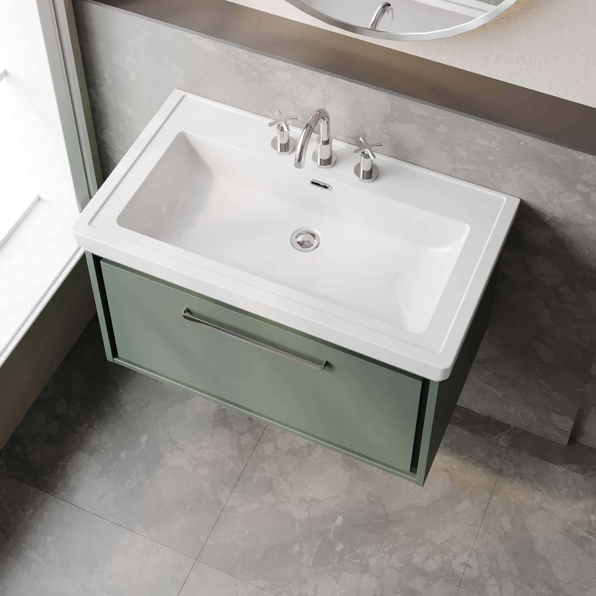 Lille 800mm Wall Hung Single Drawer Vanity with Basin - 3 Tap Hole