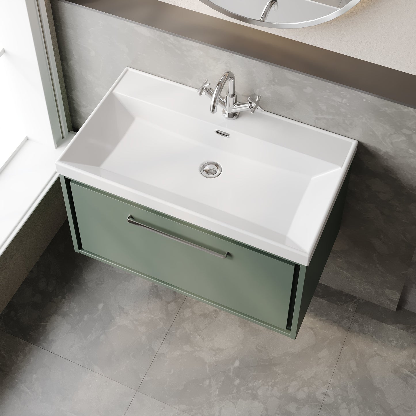 Lille 800mm Wall Hung Single Drawer Vanity with Basin - 1 Tap Hole