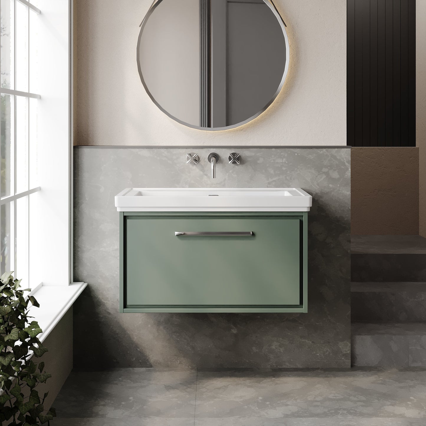 Lille 800mm Wall Hung Single Drawer Vanity with Basin - 0 Tap Hole