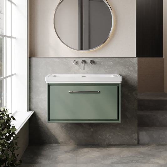 Lille 800mm Wall Hung Single Drawer Vanity with Basin - 0 Tap Hole