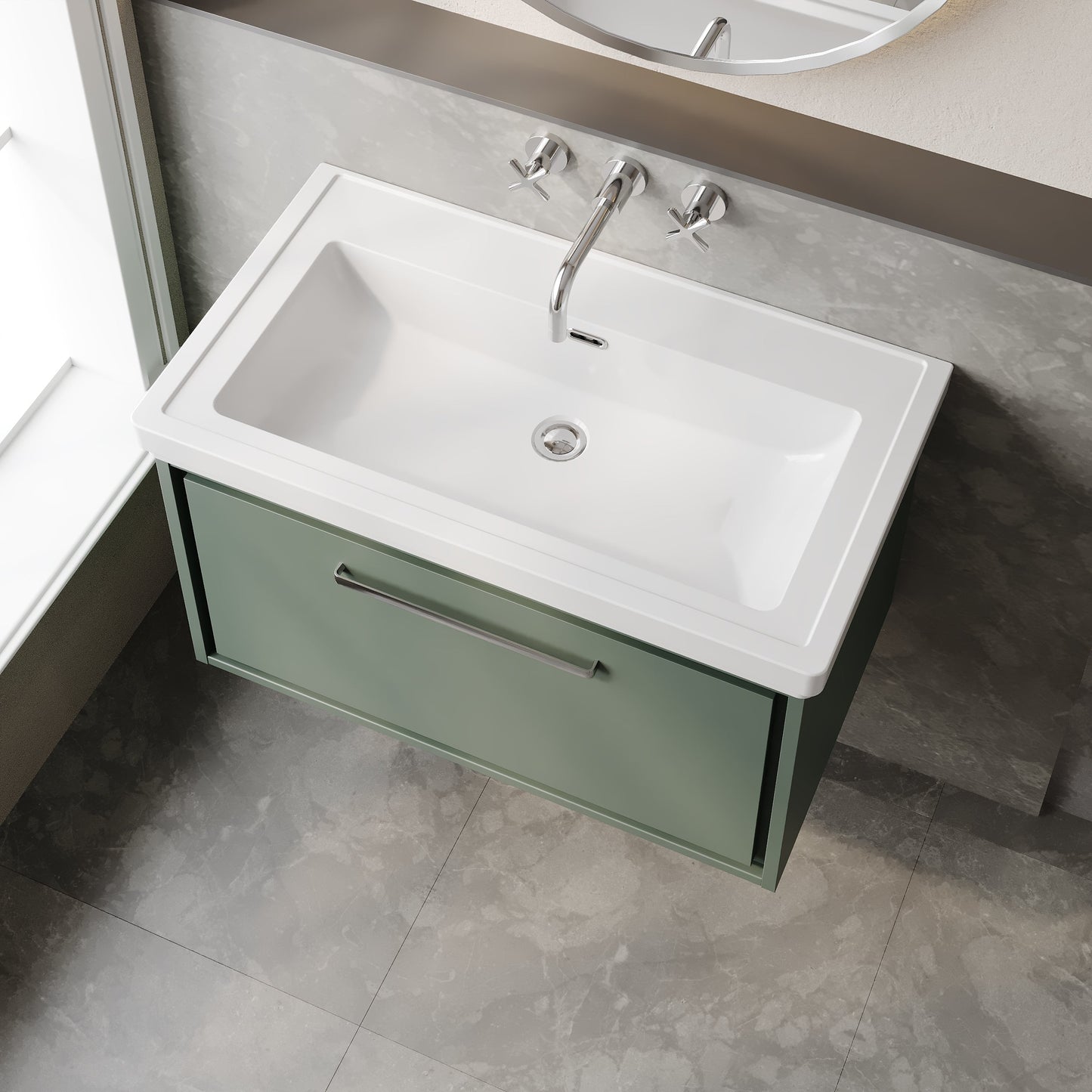 Lille 800mm Wall Hung Single Drawer Vanity with Basin - 0 Tap Hole