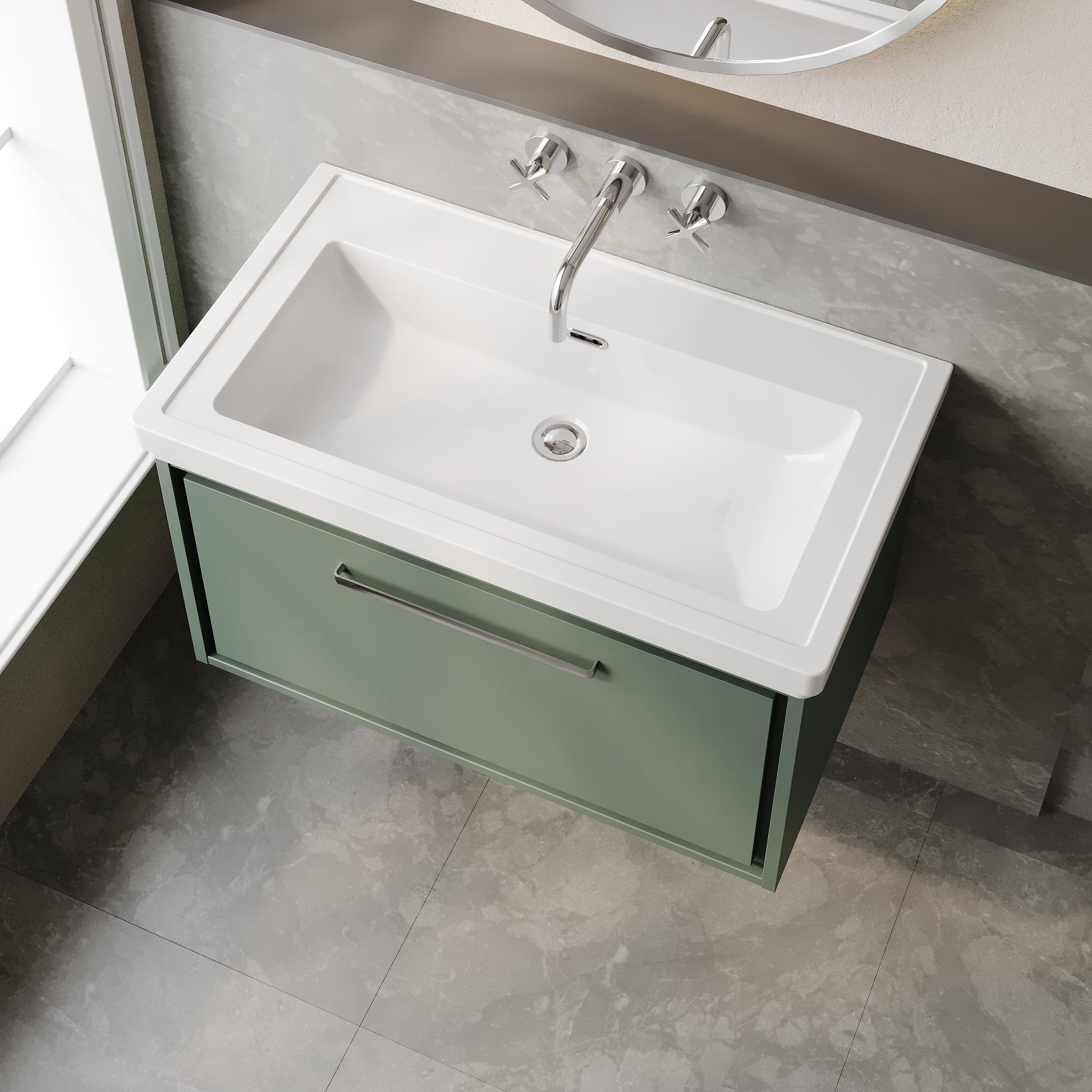 Lille 800mm Wall Hung Single Drawer Vanity with Basin - 0 Tap Hole