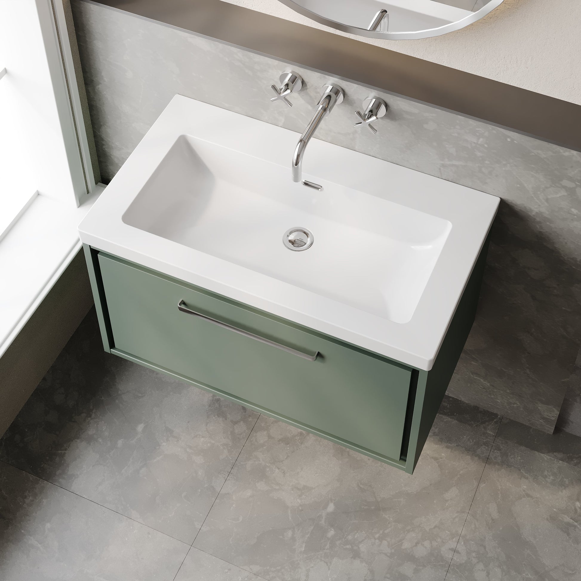 Lille 800mm Wall Hung Single Drawer Vanity with Basin - 0 Tap Hole