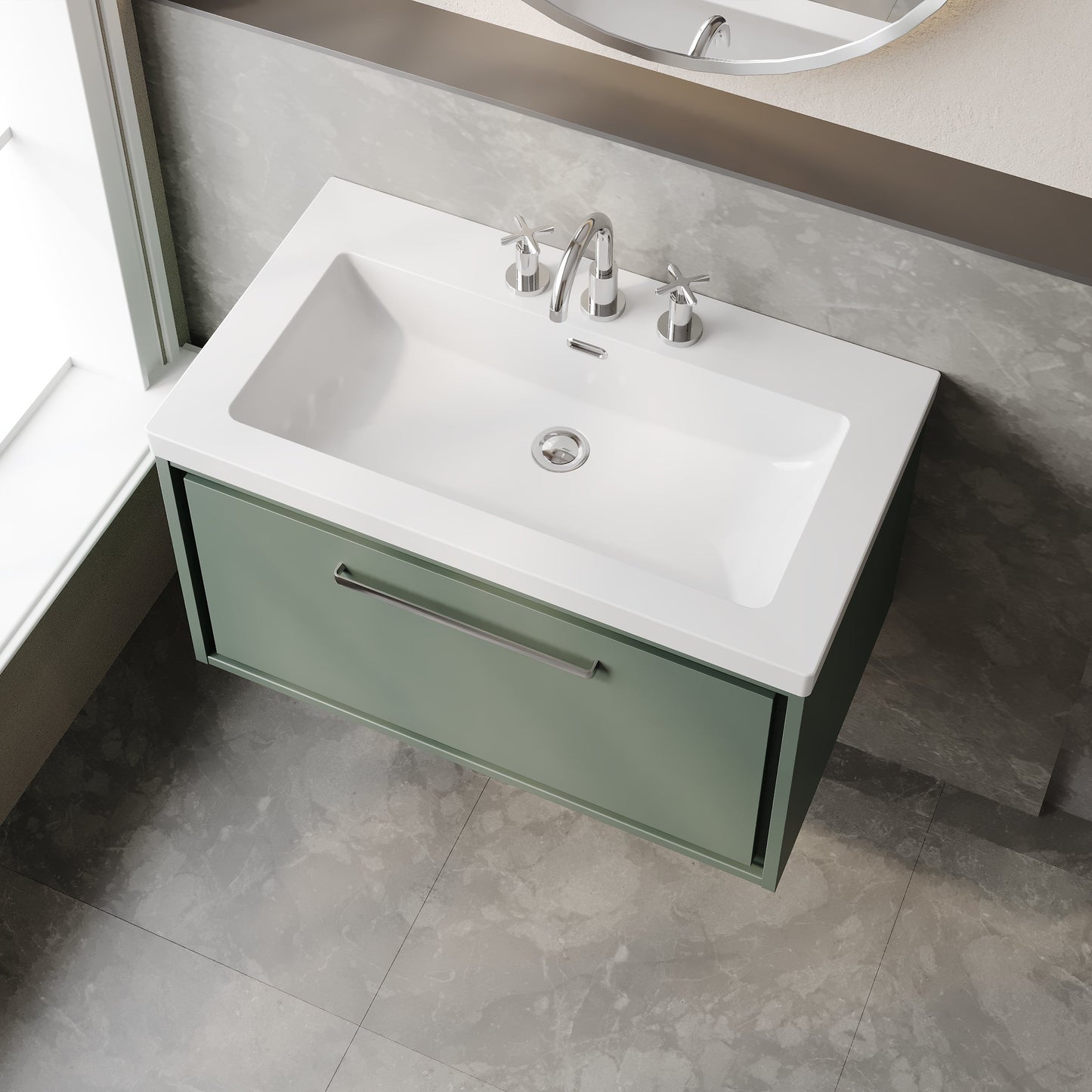 Lille 800mm Wall Hung Single Drawer Vanity with Basin - 3 Tap Hole