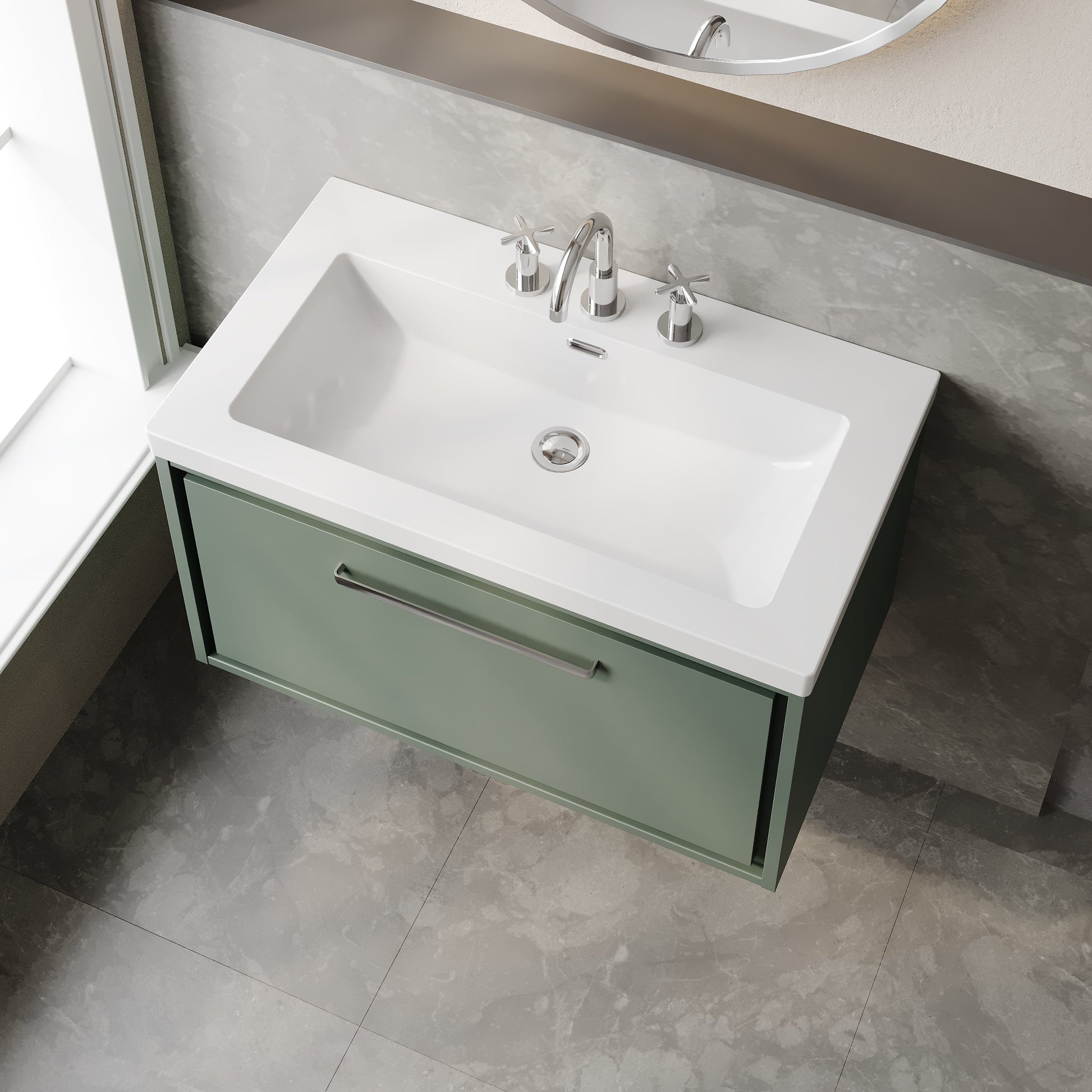 Lille 800mm Wall Hung Single Drawer Vanity with Basin - 3 Tap Hole