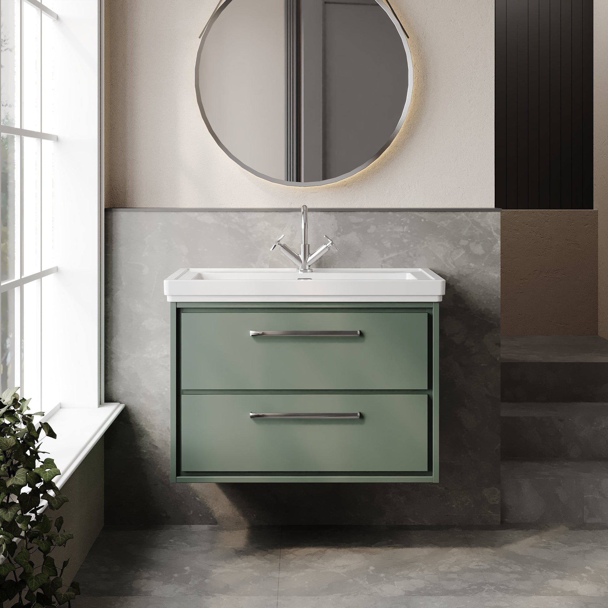 Lille 800mm Wall Hung 2-Drawer Vanity with Basin - 1 Tap Hole