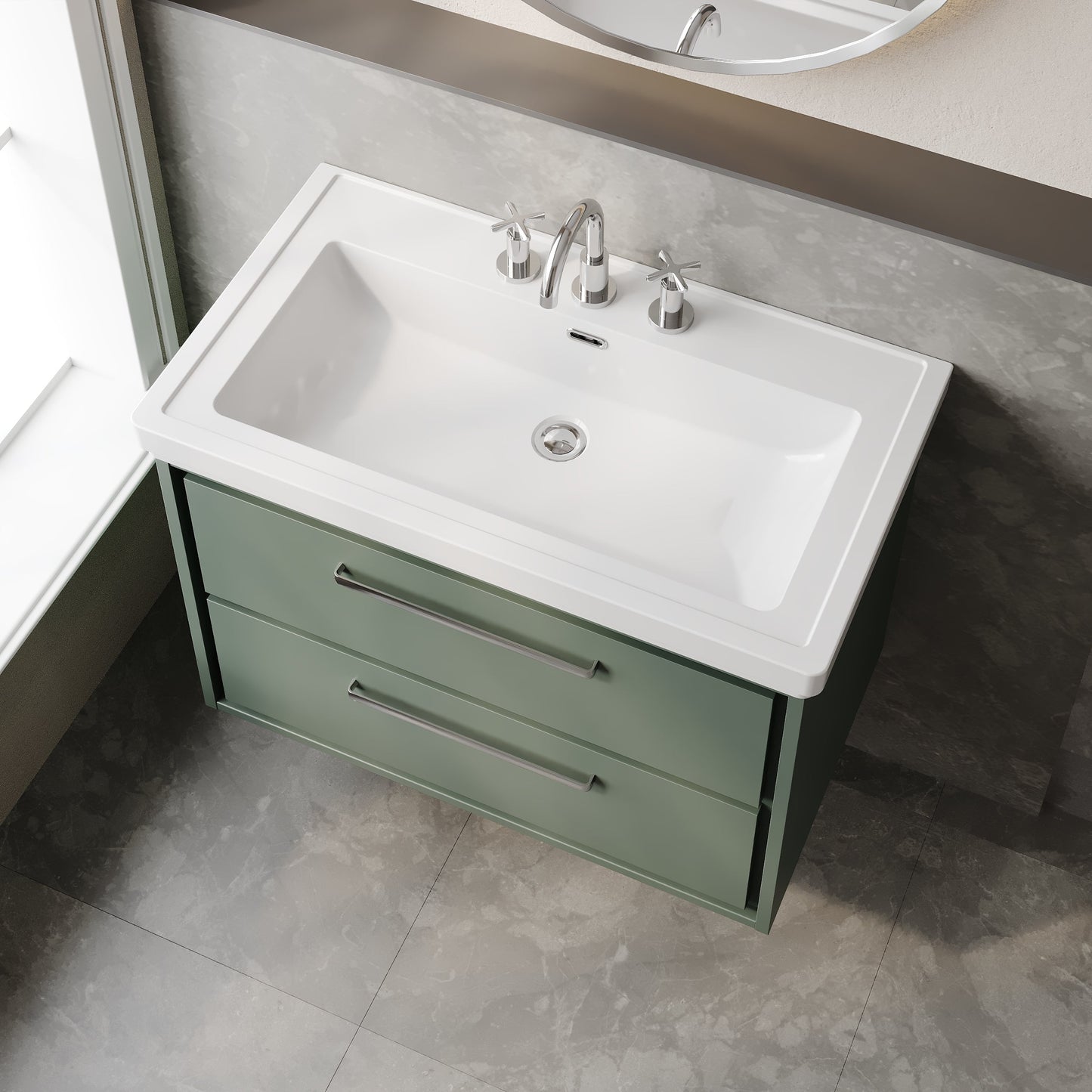 Lille 800mm Wall Hung 2-Drawer Vanity with Basin - 3 Tap Hole
