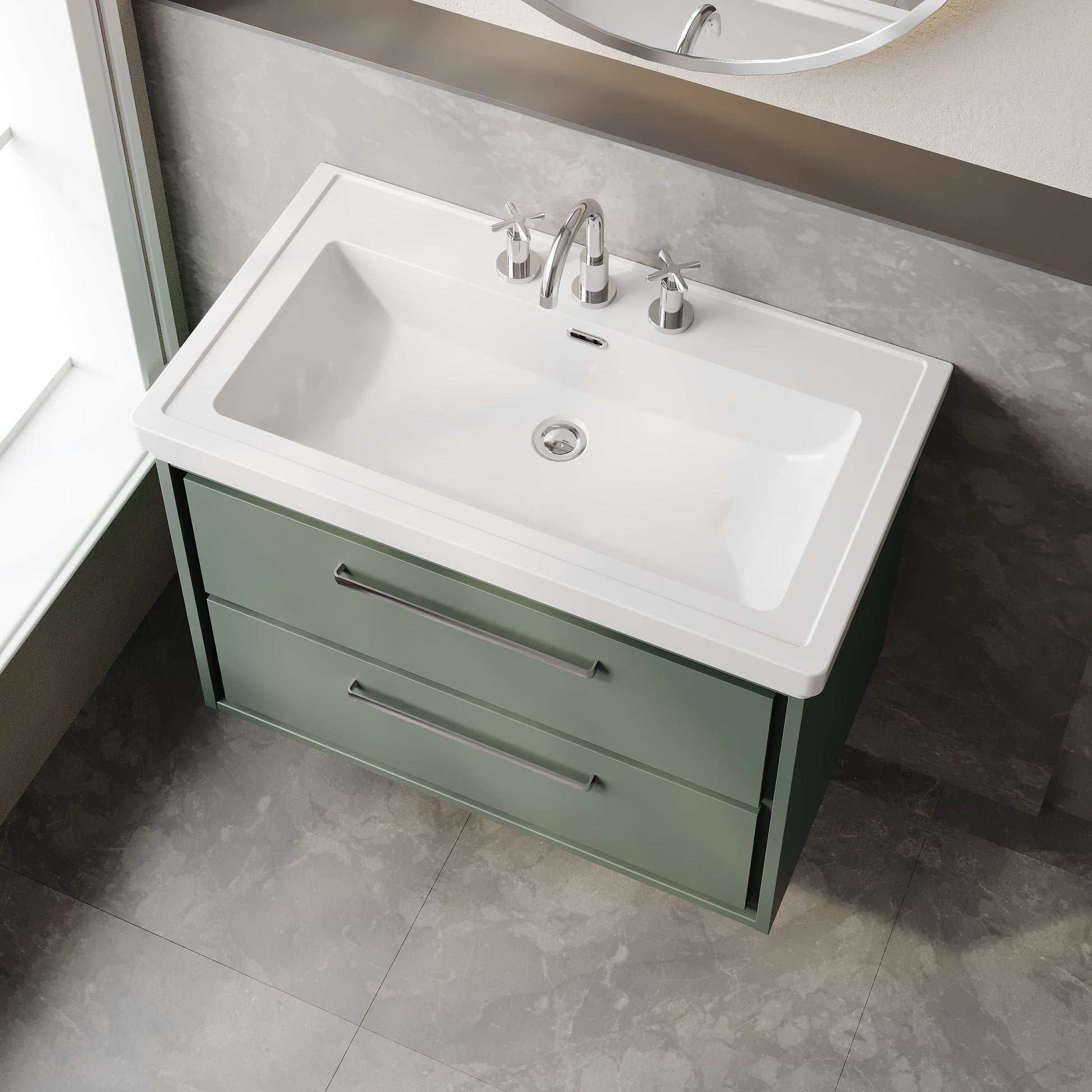 Lille 800mm Wall Hung 2-Drawer Vanity with Basin - 3 Tap Hole