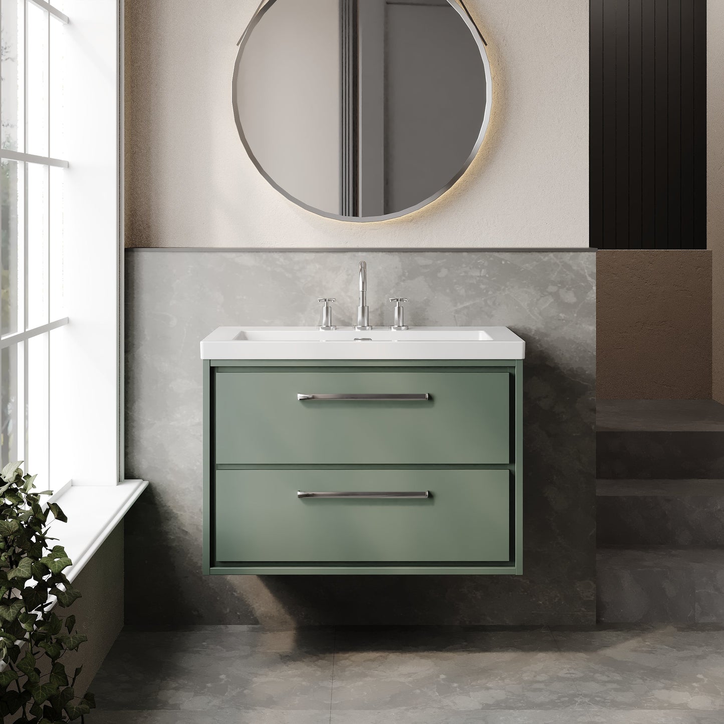 Lille 800mm Wall Hung 2-Drawer Vanity with Basin - 3 Tap Hole