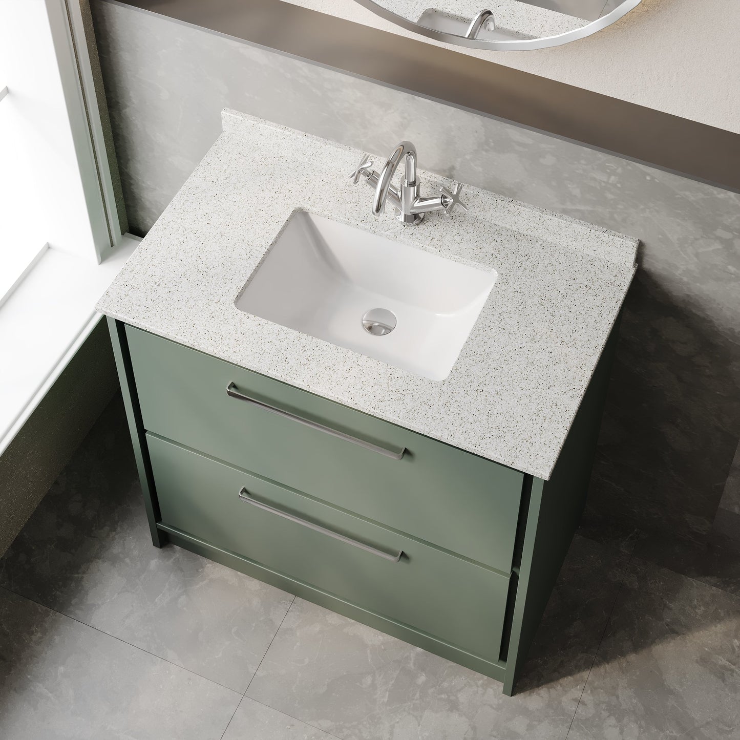 Lille 800mm Floor Standing 2-Drawer Vanity with Marble Worktop Basin