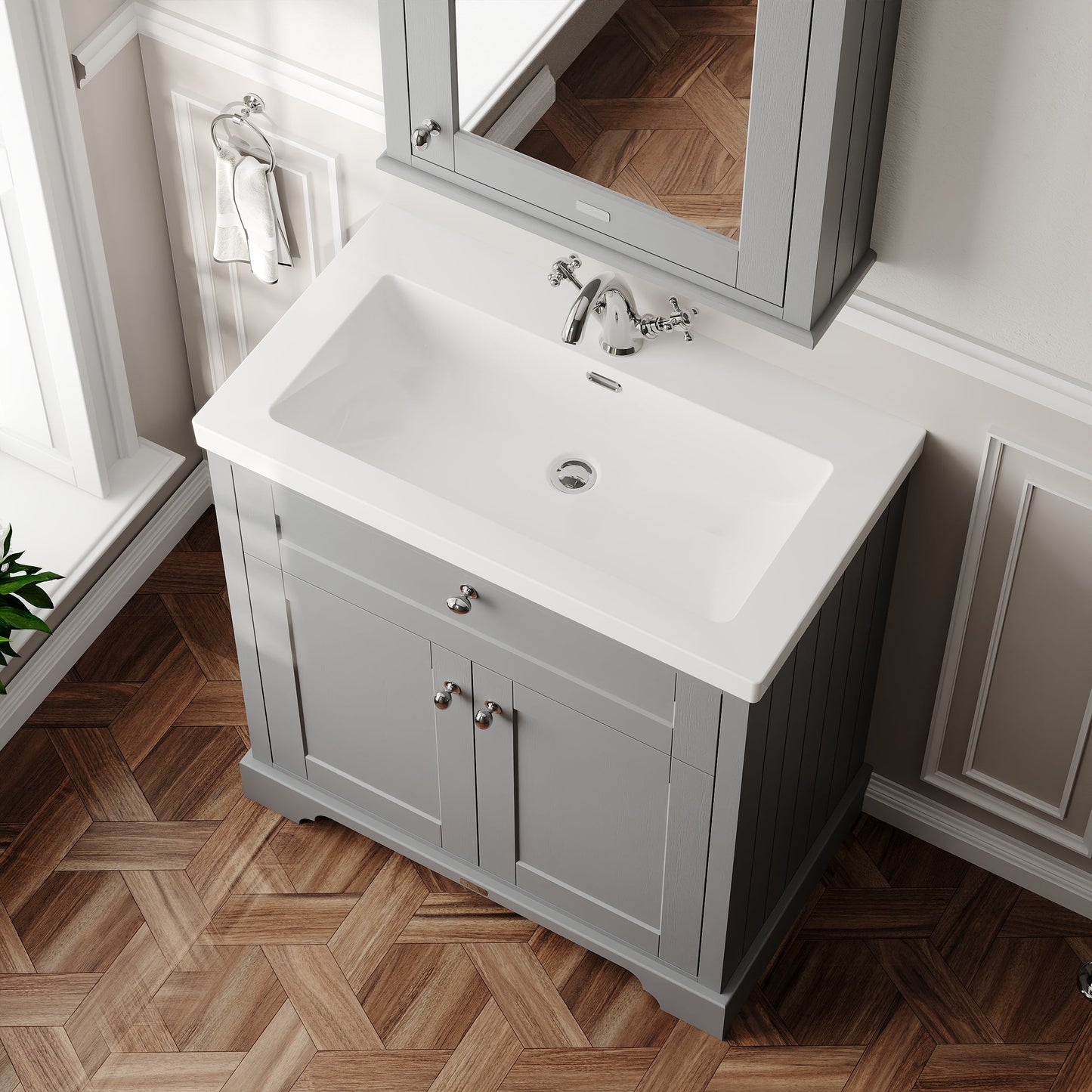 Hudson Reed Old London 800mm Storm Grey 2-Door Basin Unit With Basin