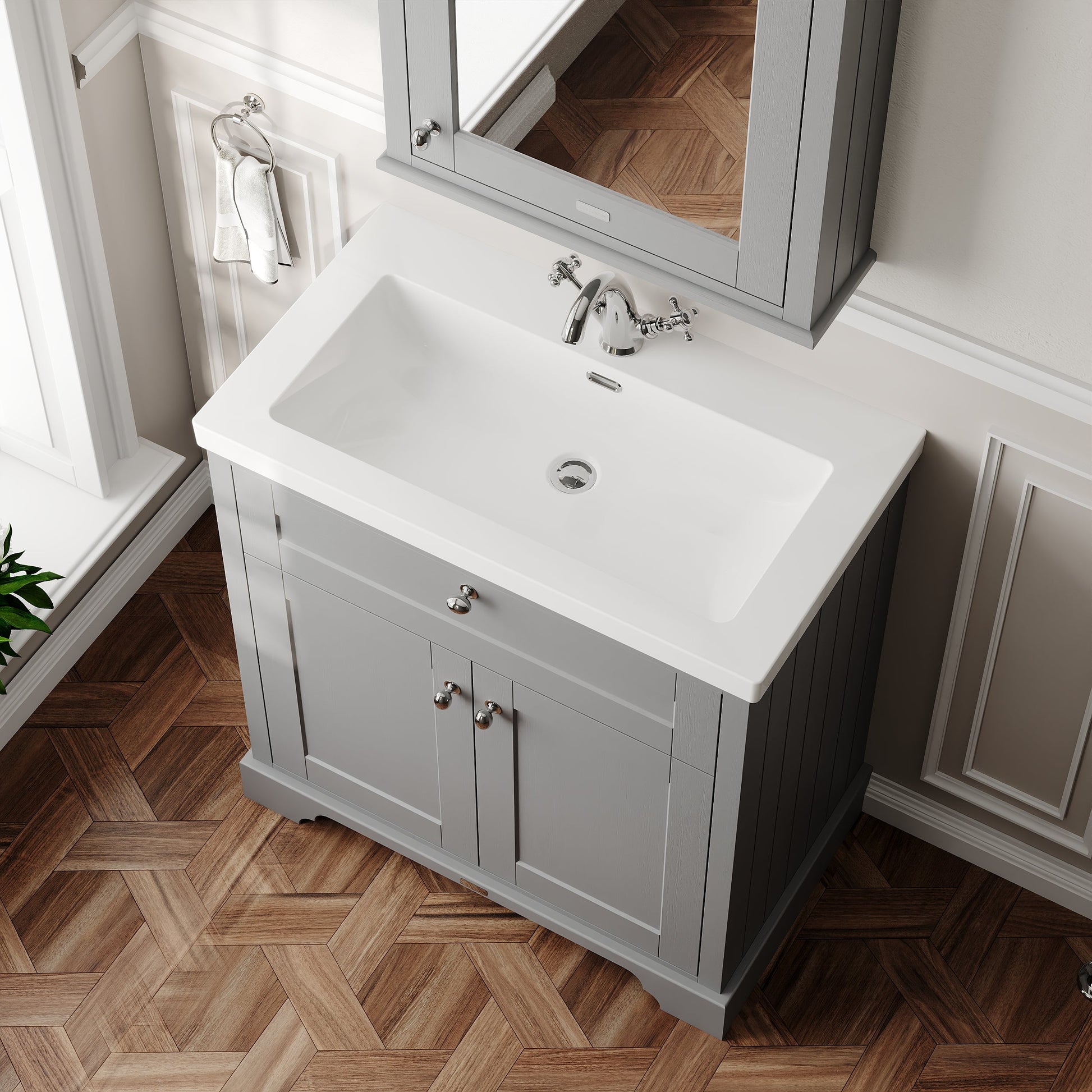 Hudson Reed Old London 800mm Storm Grey 2-Door Basin Unit With Basin