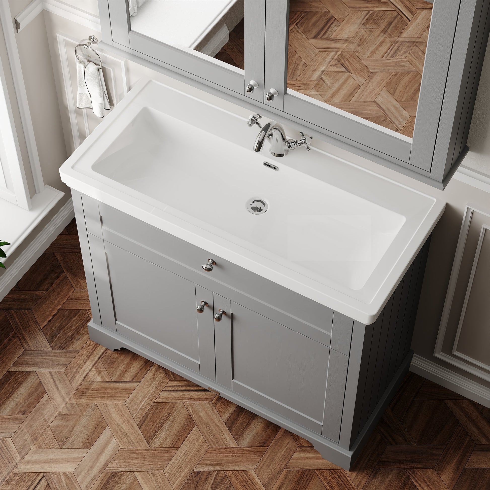 Old London 1000mm 2-Door Unit & Classic Fireclay Basin 1TH
