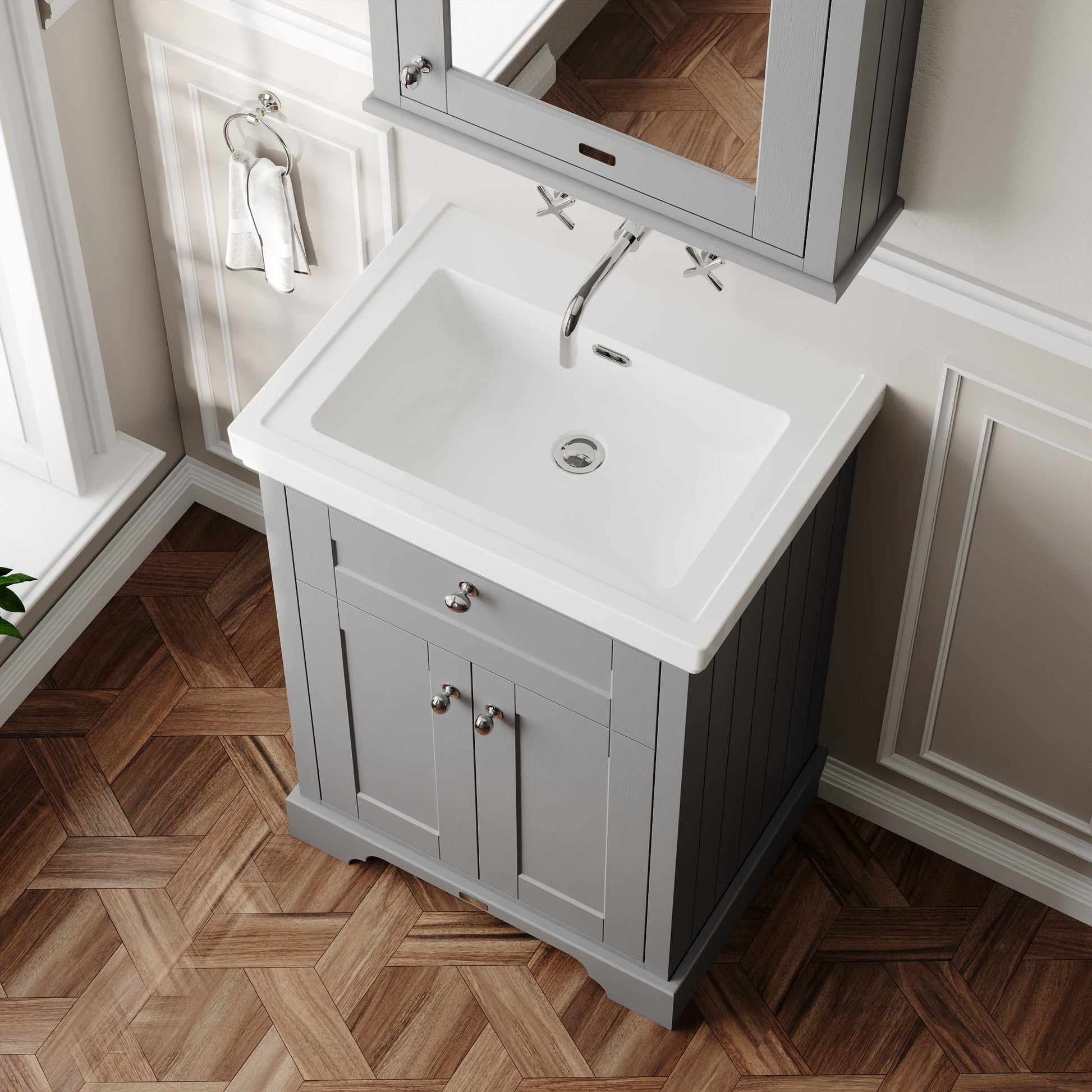 Hudson Reed Old London 600mm Floor Standing 2 Door Vanity Unit With Basin