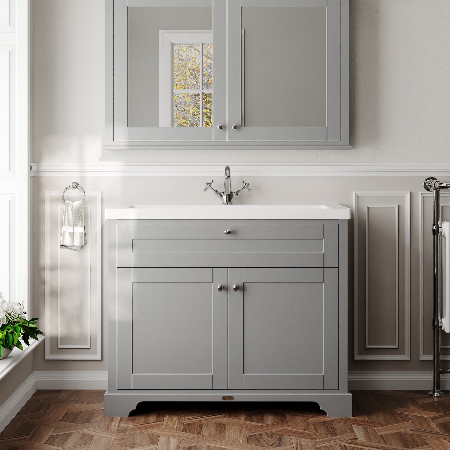 Old London 1000mm 2-Door Unit & Contemporary Fireclay Basin 1TH