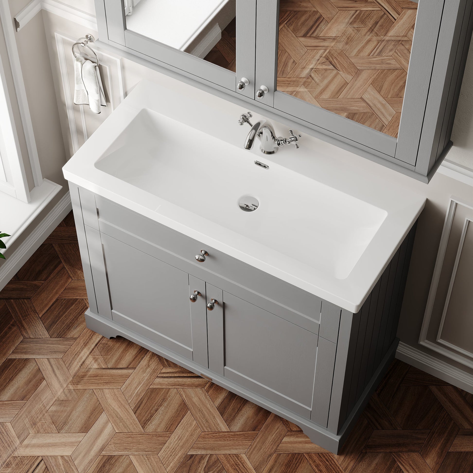 Old London 1000mm 2-Door Unit & Contemporary Fireclay Basin 1TH