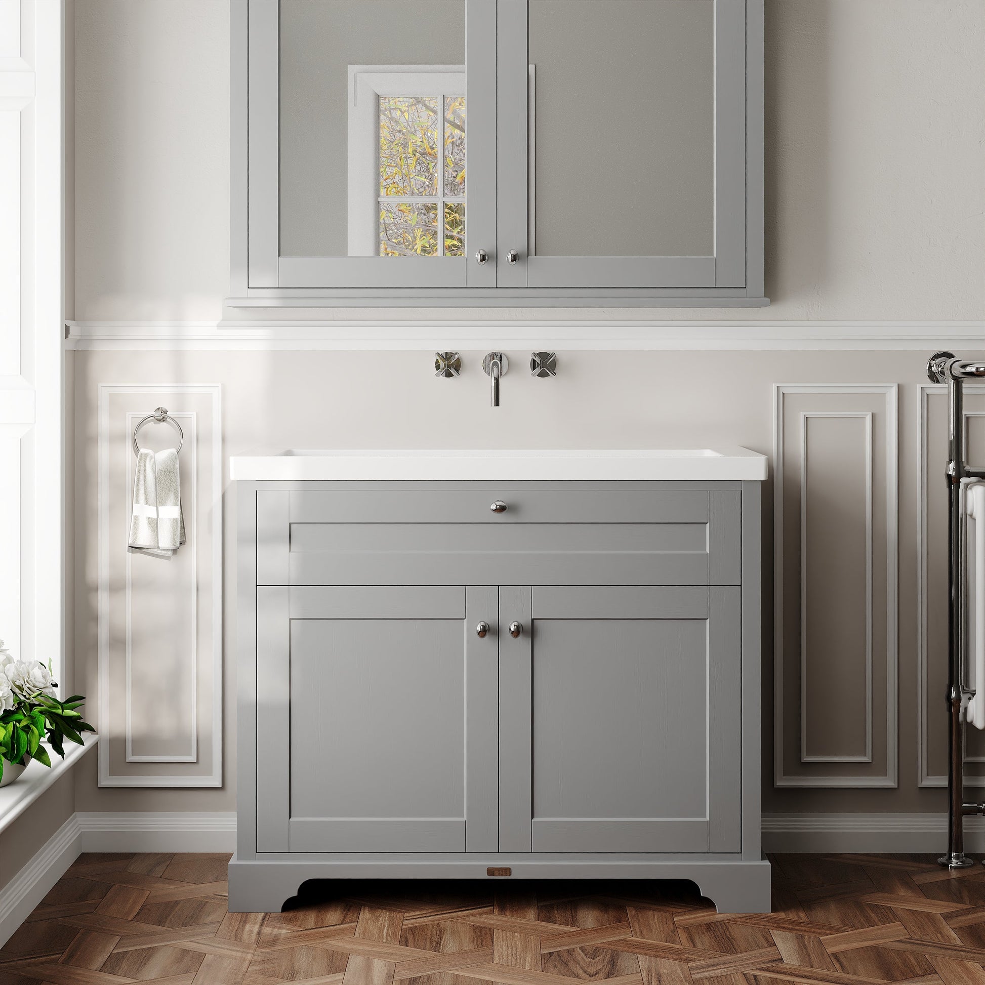 Old London 1000mm 2-Door Unit & Contemporary Fireclay Basin 0TH