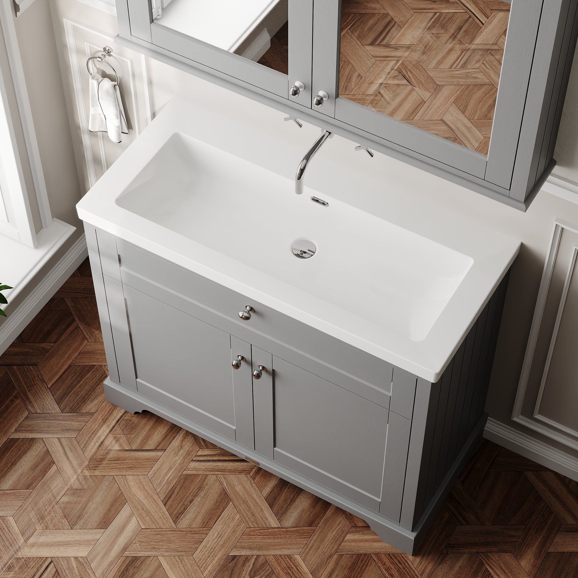 Old London 1000mm 2-Door Unit & Contemporary Fireclay Basin 0TH
