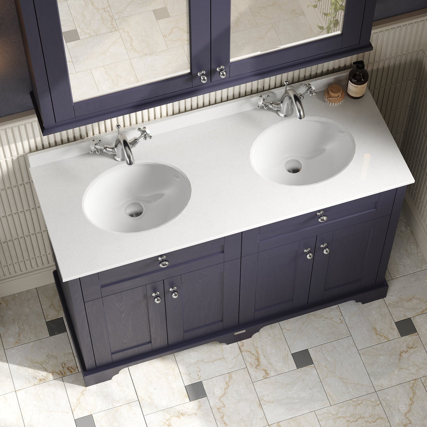 Hudson Reed Old London 1220mm Floor Standing Vanity Unit With White Double Marble Top Basin