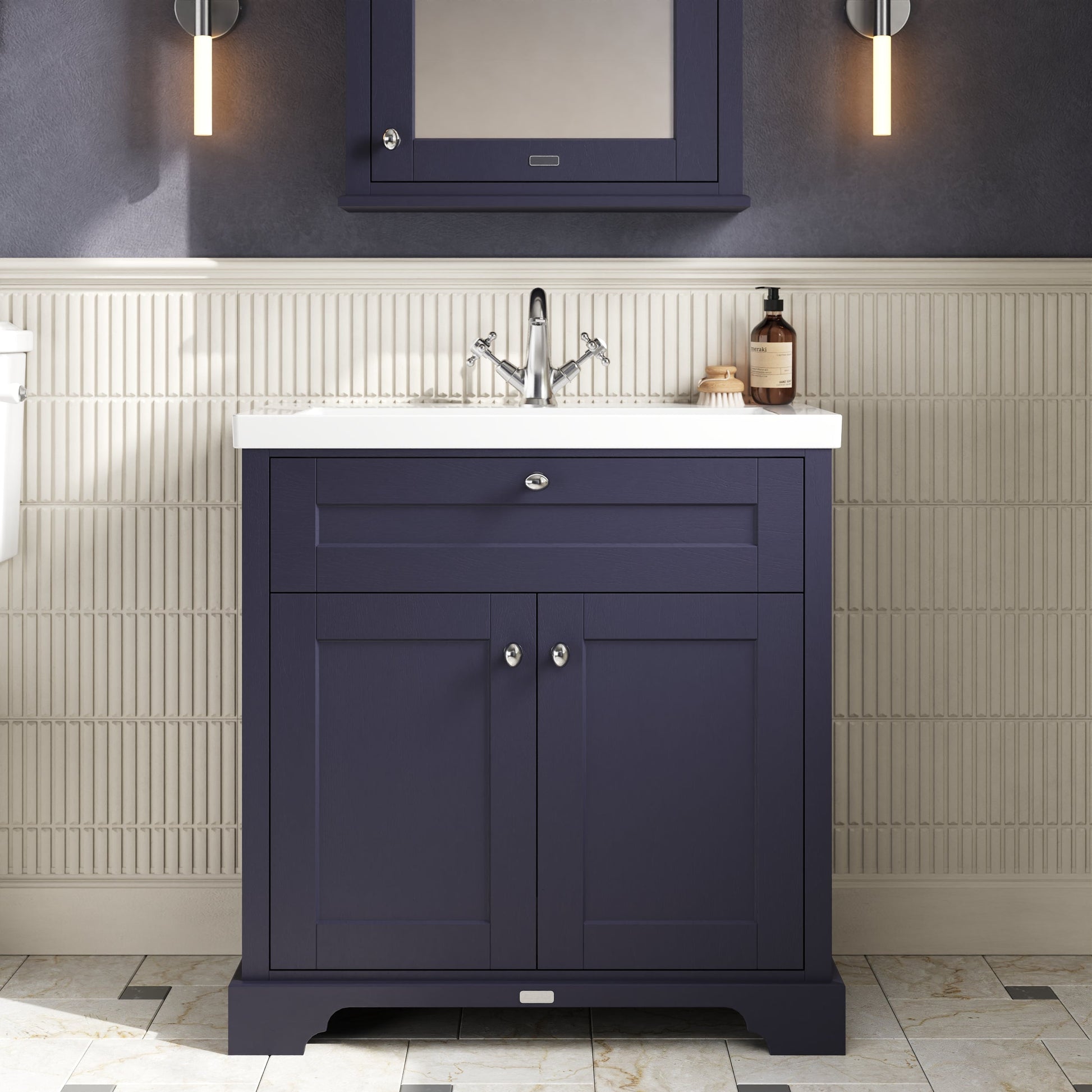 Old London 800mm 2-Door Unit & Contemporary Fireclay Basin 3TH
