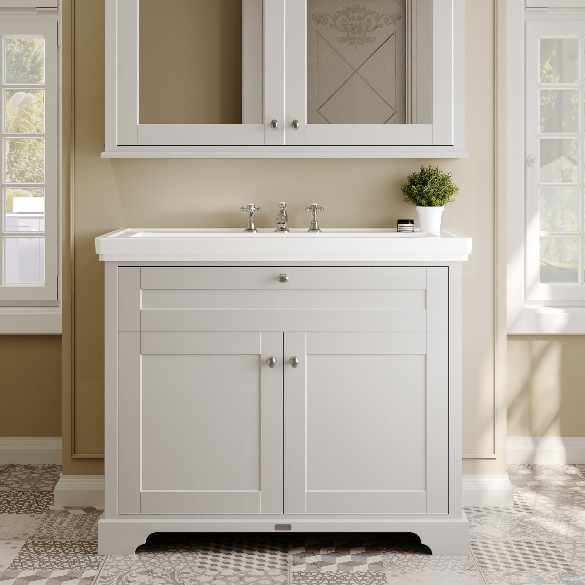 Old London 1000mm 2-Door Unit & Classic Fireclay Basin 3TH