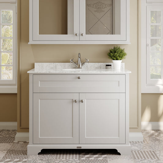 Hudson Reed Old London 1000mm Floor Standing 2 Door Vanity Unit with 1 Tap Hole Grey Marble Top Basin