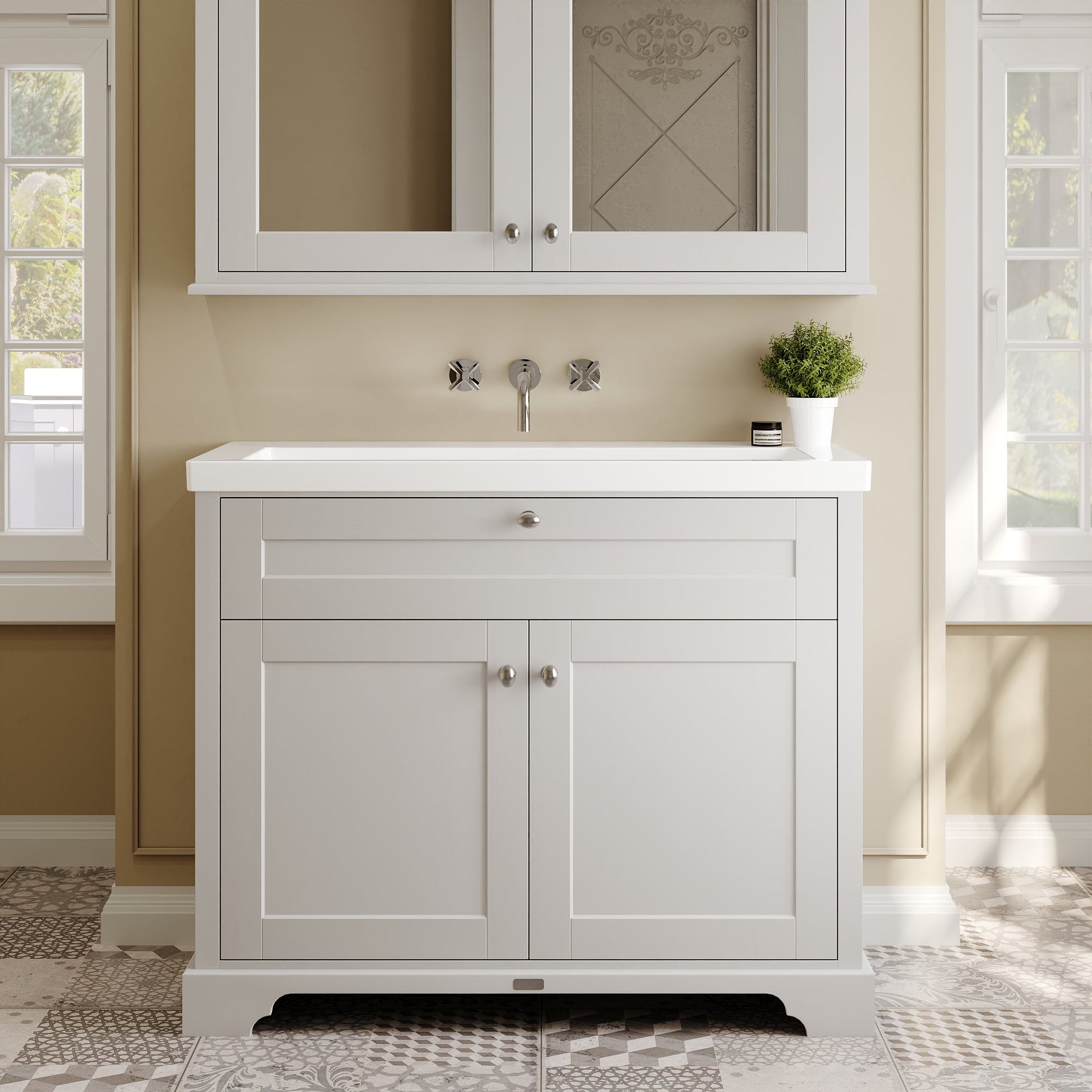 Old London 1000mm 2-Door Unit & Contemporary Fireclay Basin 0TH