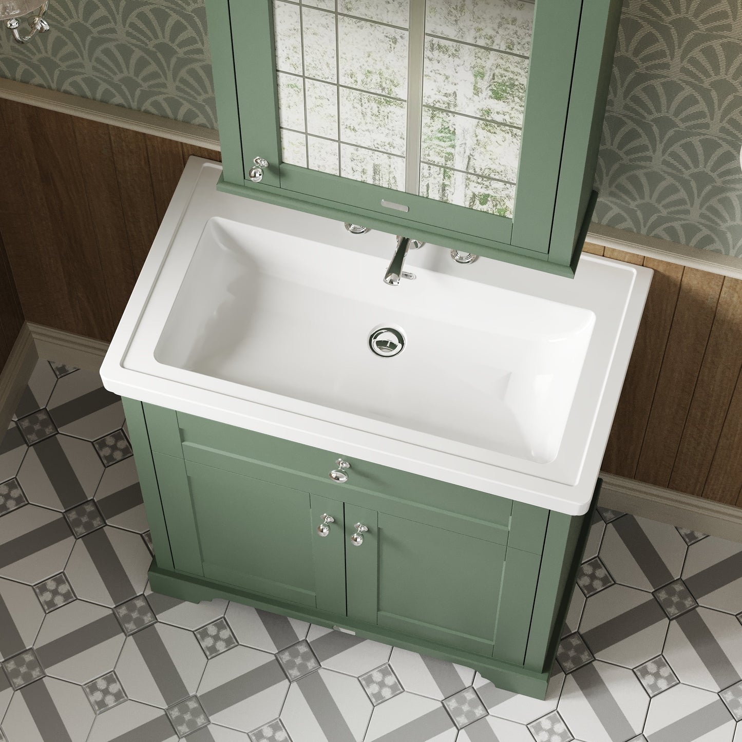 Hudson Reed Old London 800mm Floor Standing 2 Door Vanity Unit with 3 Tap Hole Basin