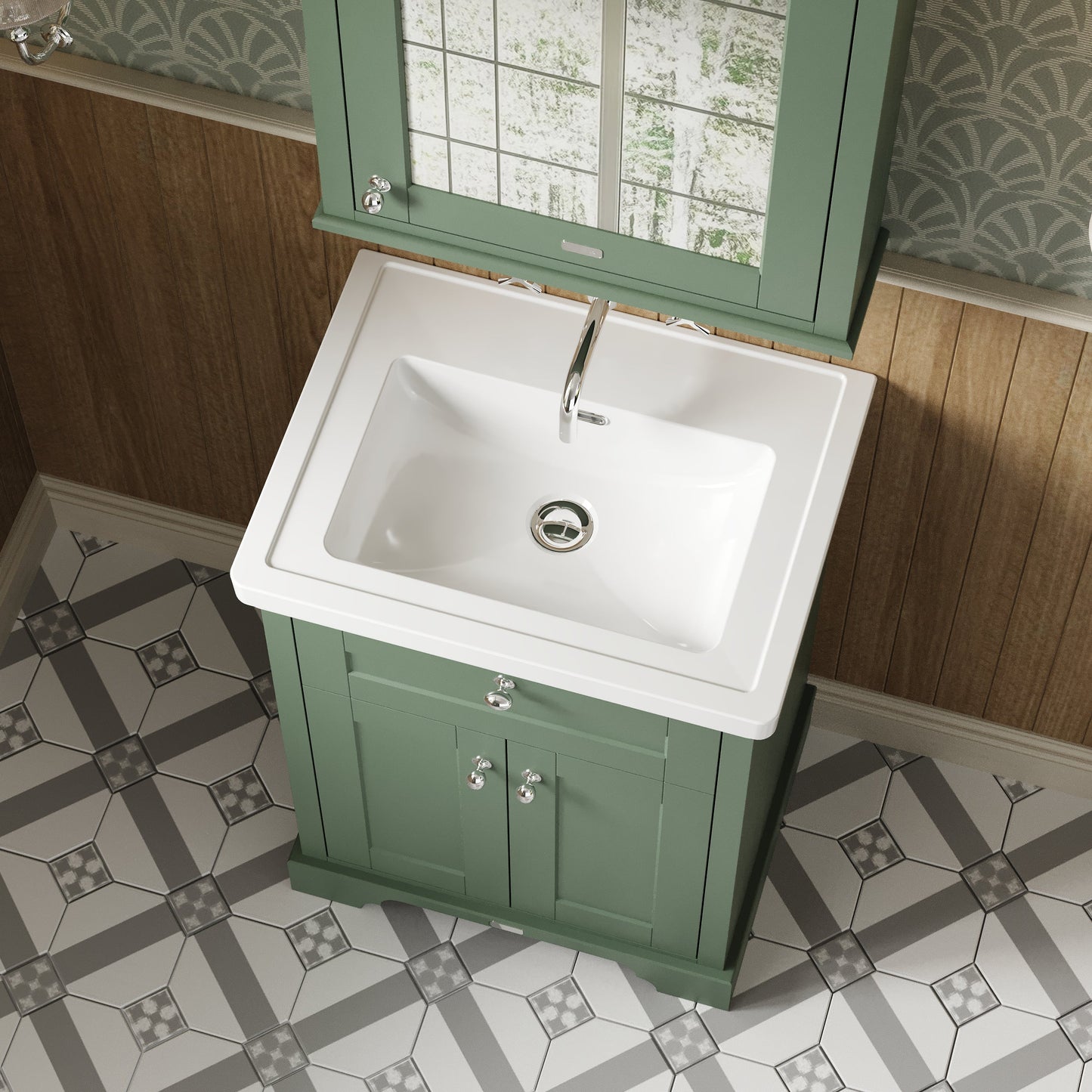 Hudson Reed Old London 600mm Floor Standing 2 Door Vanity Unit & 0 Tap Hole Fireclay Basin