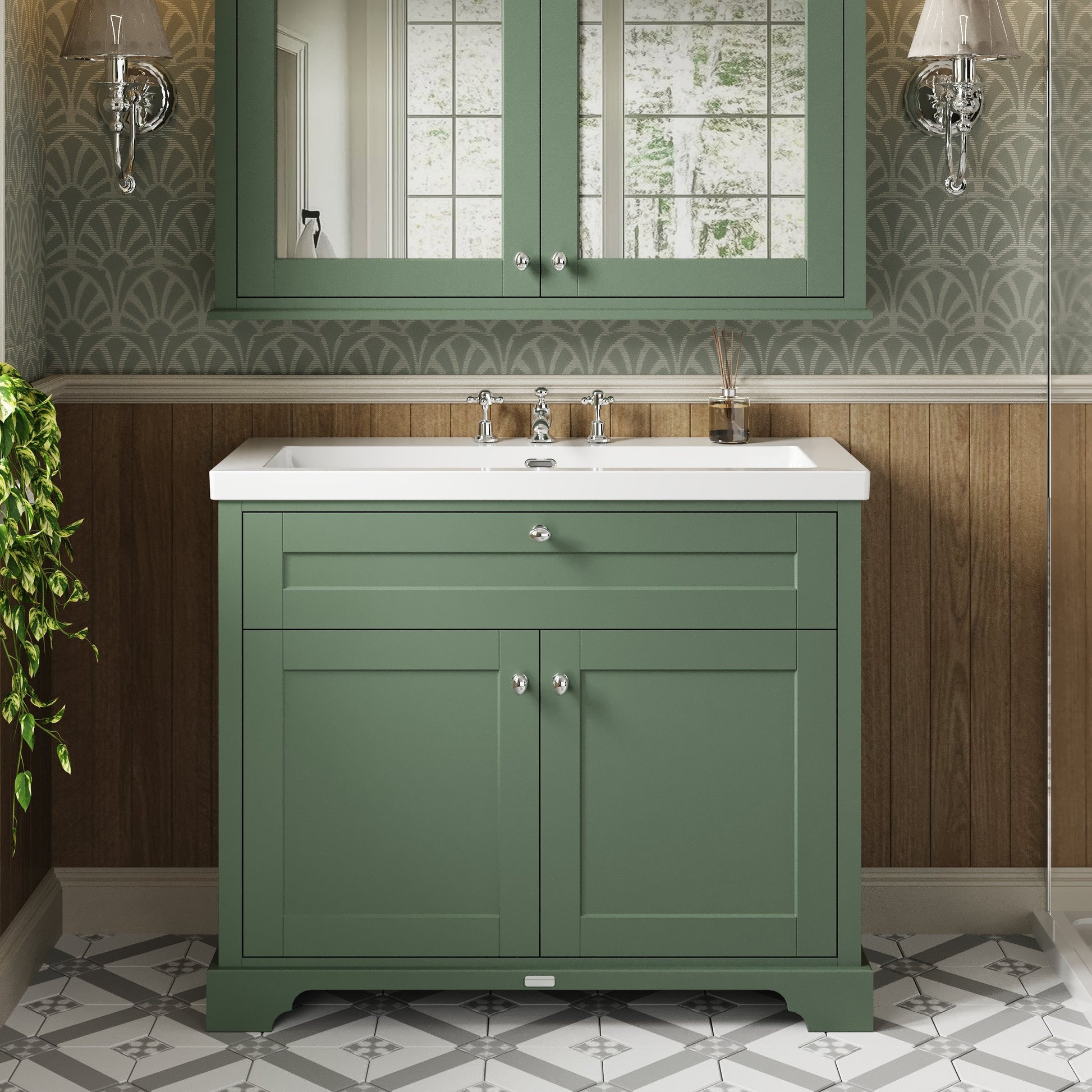 Old London 1000mm 2-Door Unit & Contemporary Fireclay Basin 3TH
