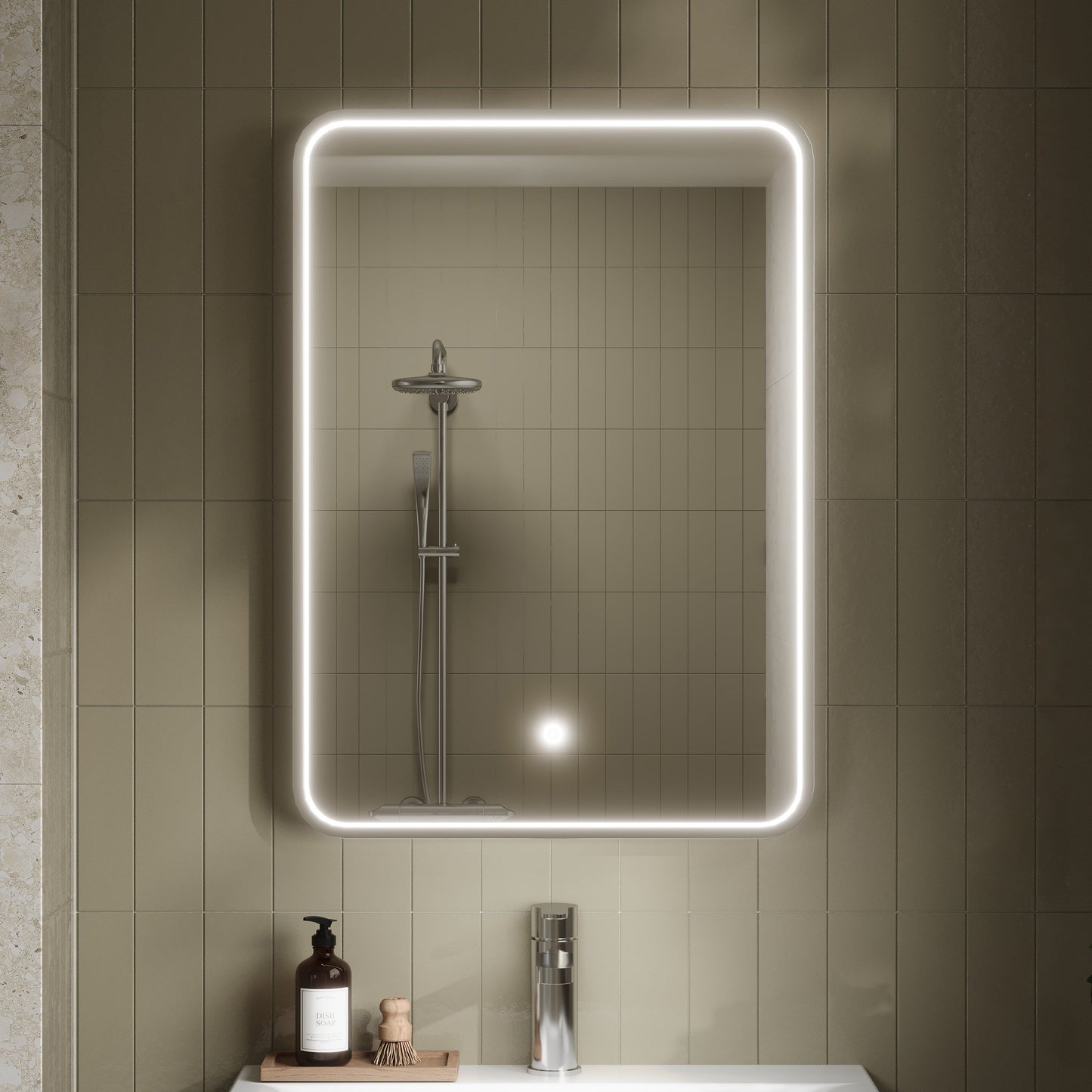 Pictor Polished Chrome Inset Frame LED Mirror - 700 x 500mm