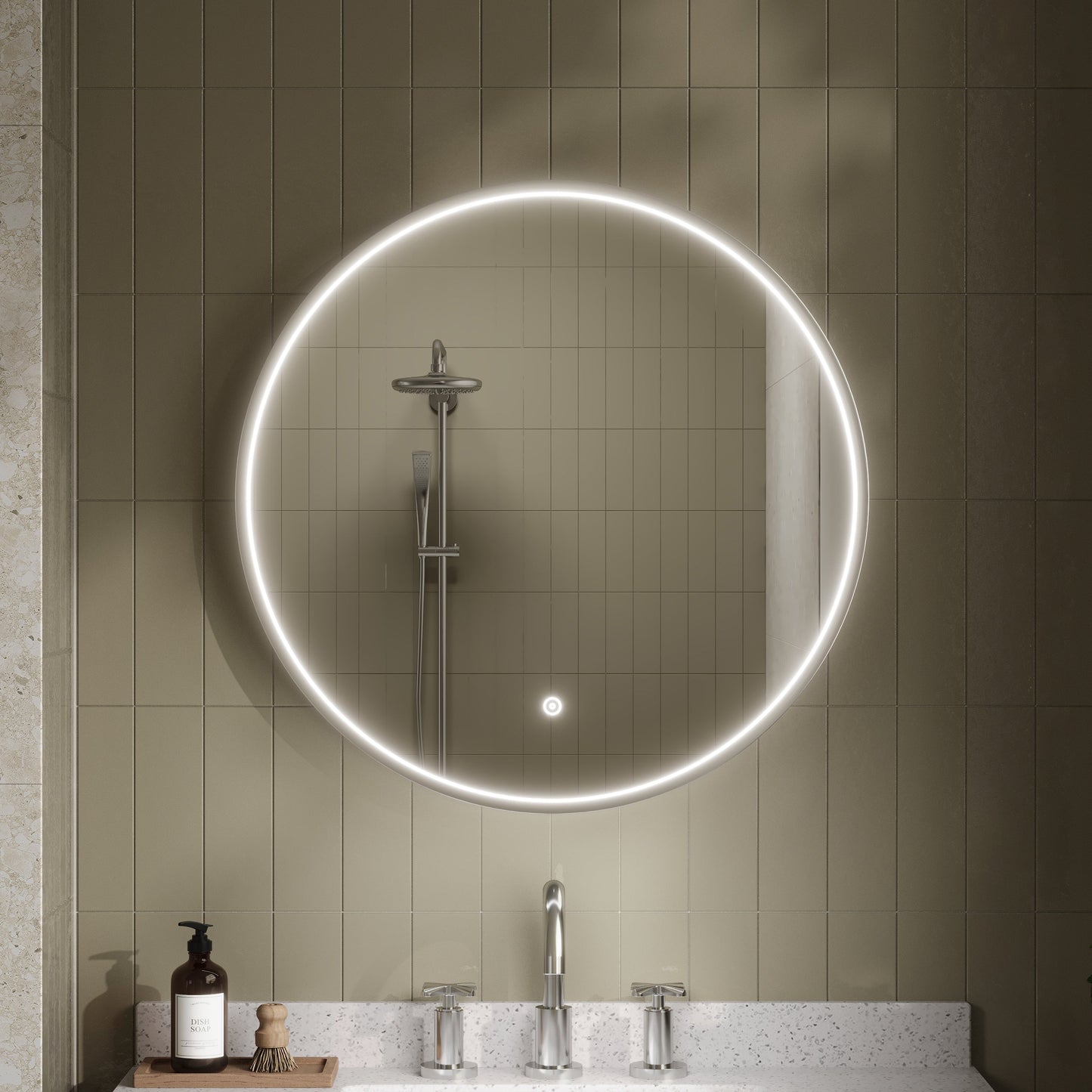 Mensa Polished Chrome Inset Frame LED Mirror - 600mm