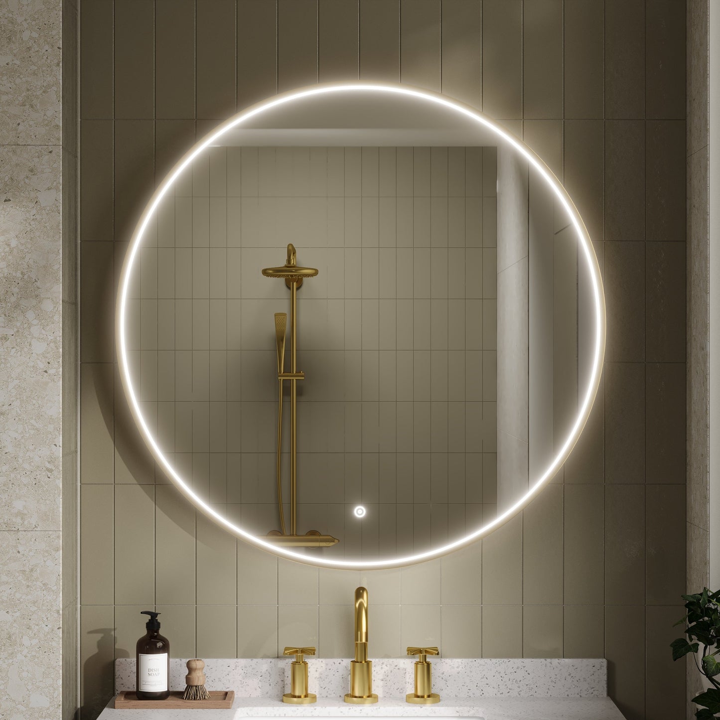Mensa Brushed Brass Inset Frame LED Mirror - 800mm