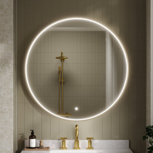 Mensa Brushed Brass Inset Frame LED Mirror - 800mm