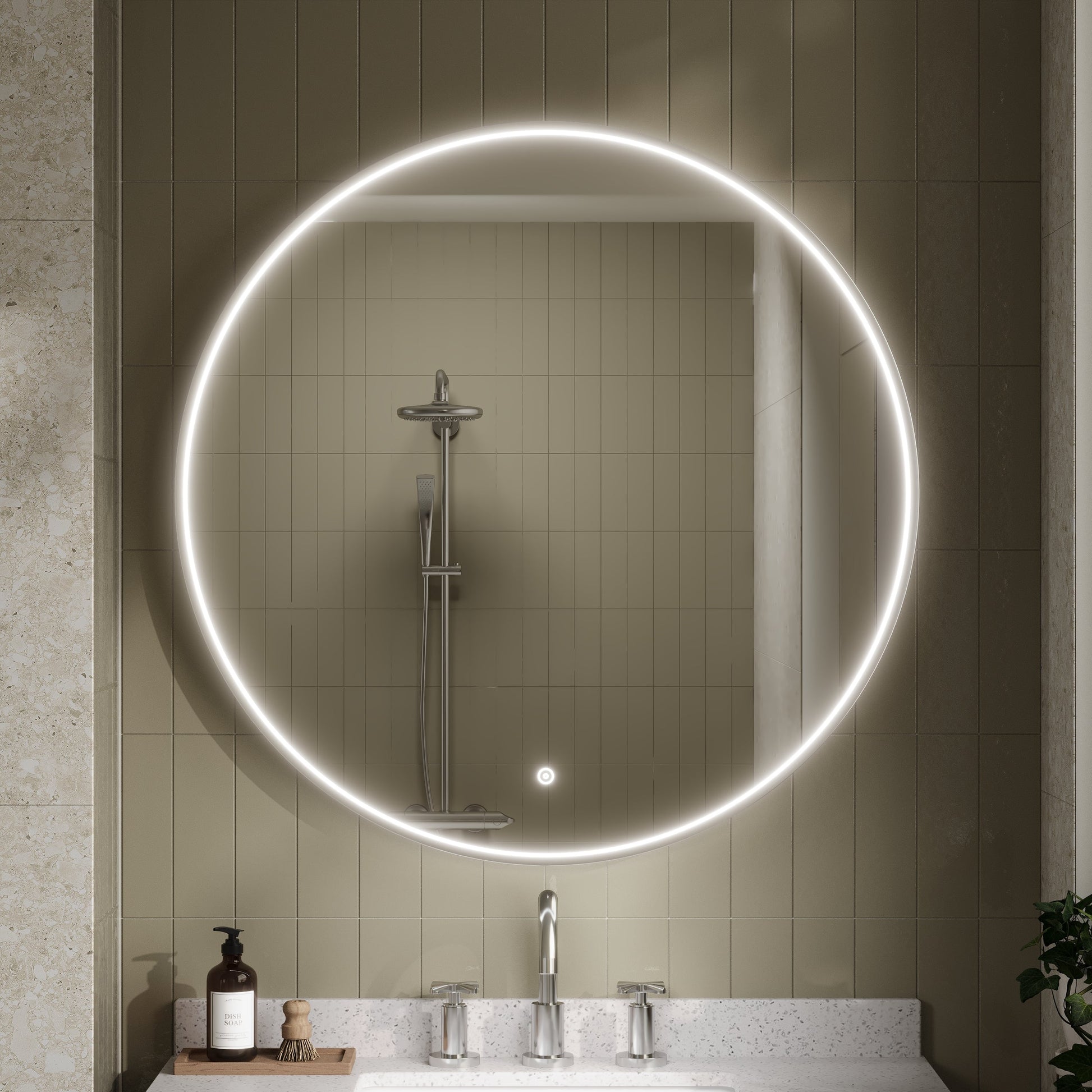 Mensa Polished Chrome Inset Frame LED Mirror - 800mm