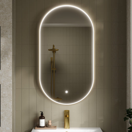 Columba Brushed Brass Inset Frame LED Mirror - 800 x 500mm