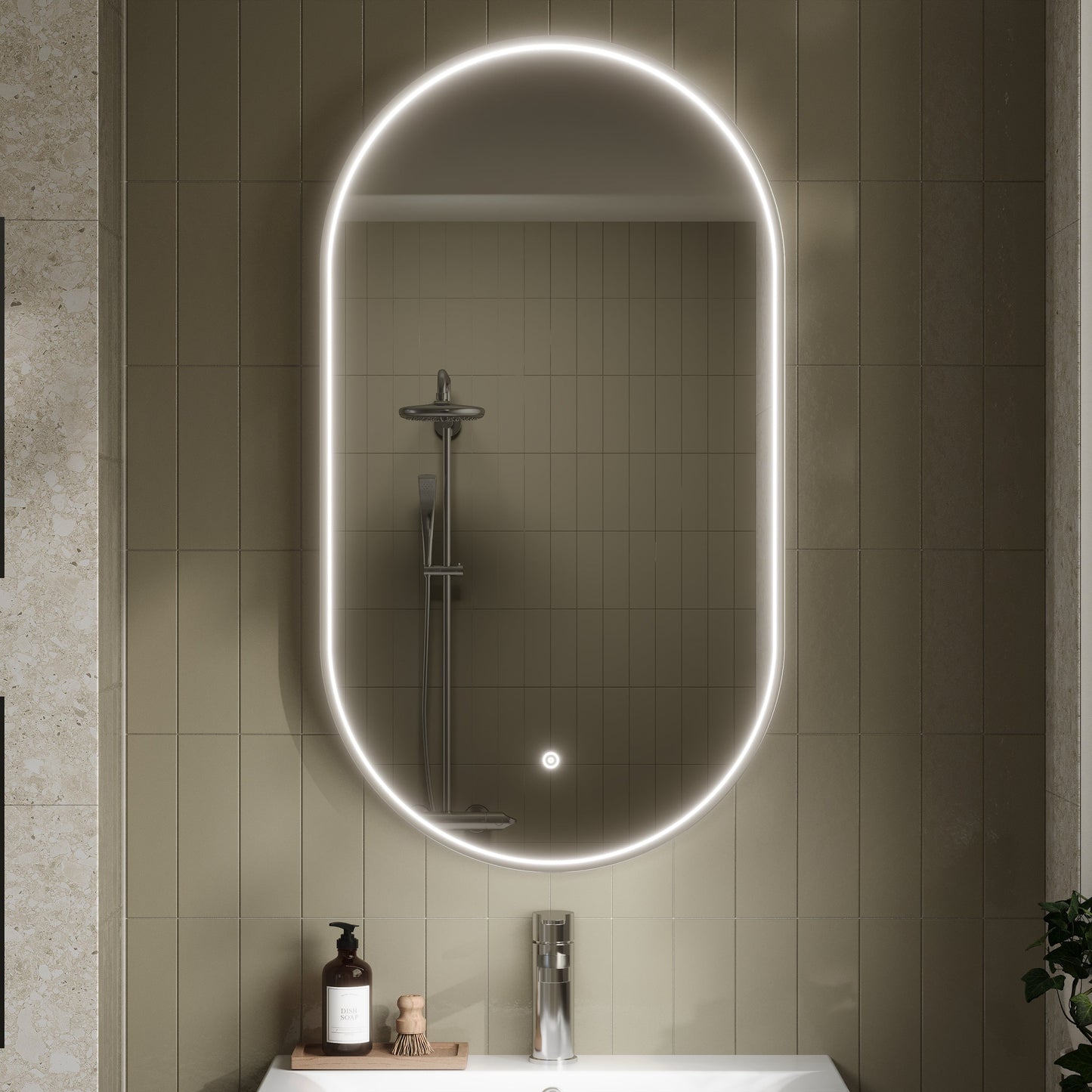 Columba Polished Chrome Inset Frame LED Mirror - 800 x 500mm