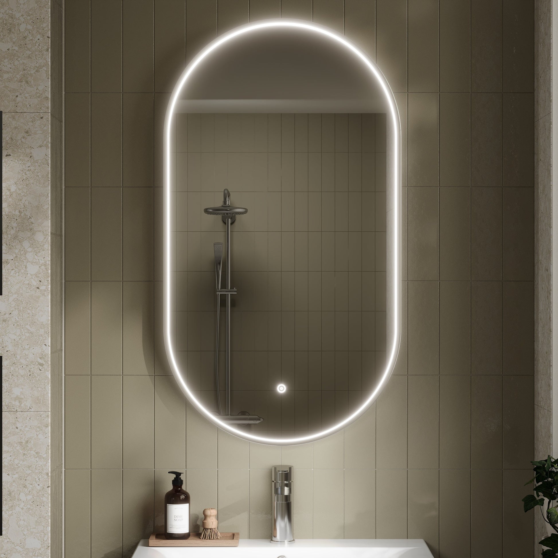 Columba Polished Chrome Inset Frame LED Mirror - 800 x 500mm