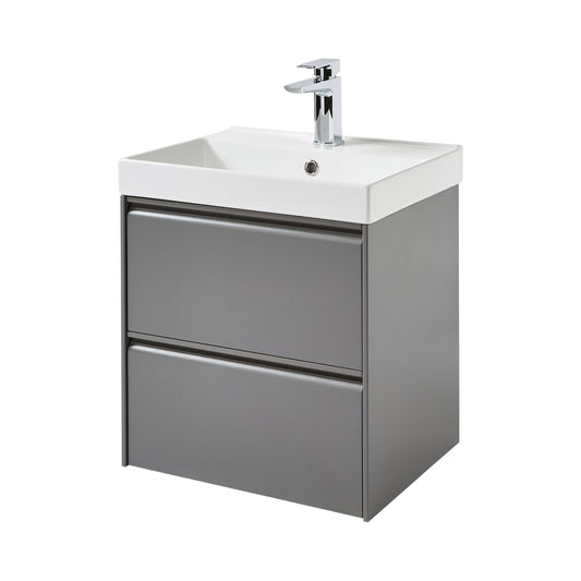 Moon 500mm 2 Drawer Wall Mounted Unit Matt Grey
