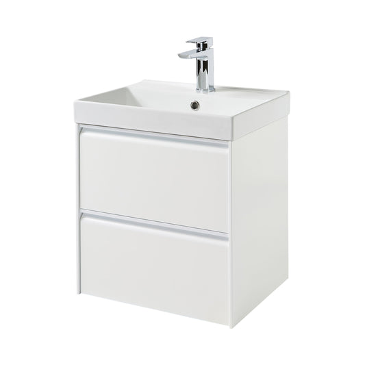 Moon 500mm 2 Drawer Wall Mounted Unit Matt White